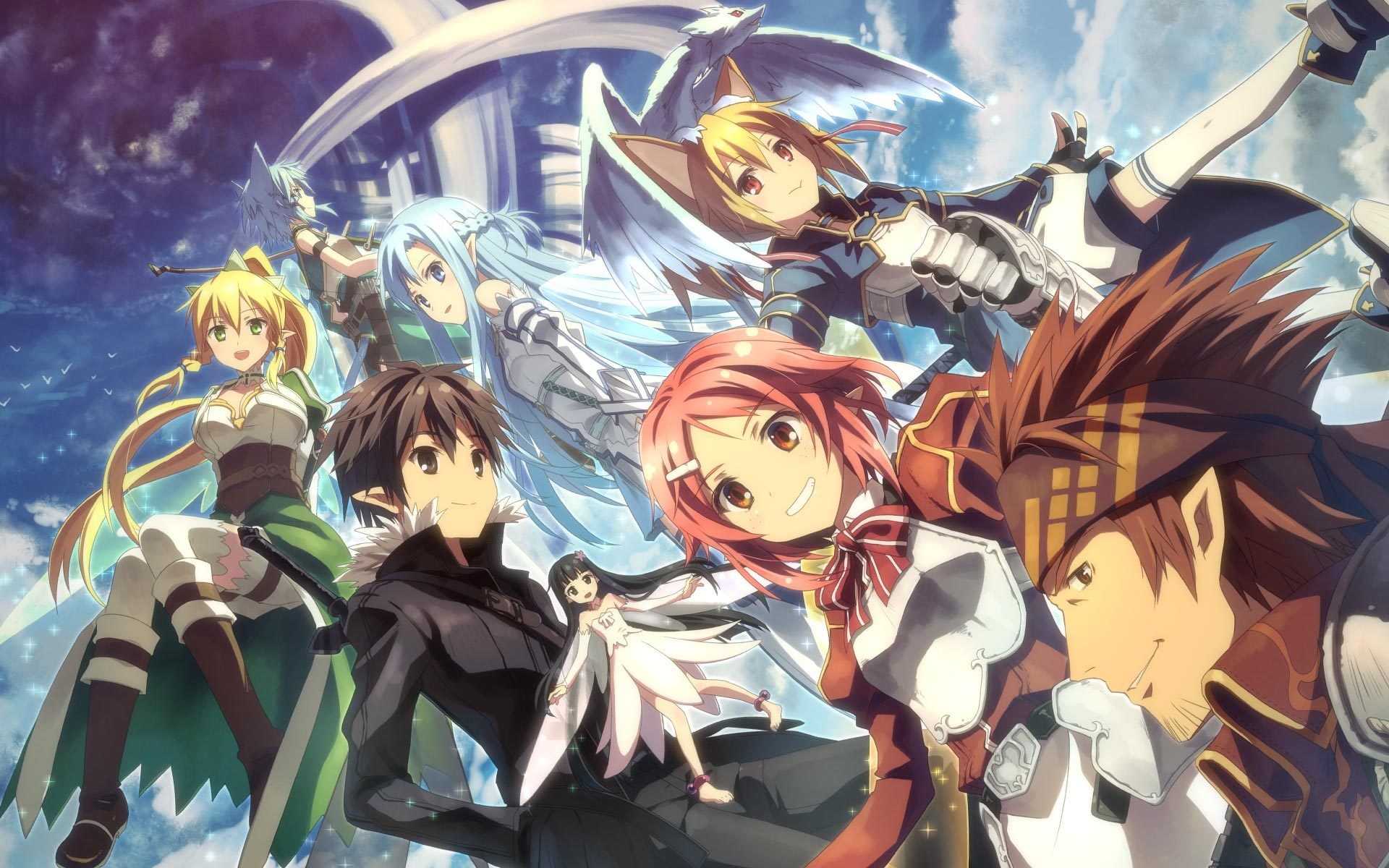 the bodice, leafa, kirito, Klein, yuuki tatsuya, silica, dragon, Asuna, sinon, elves, armor, lizbeth, alfheim online, yui, Lisbeth, guys, 1080P, elf, sao, HD Wallpaper
