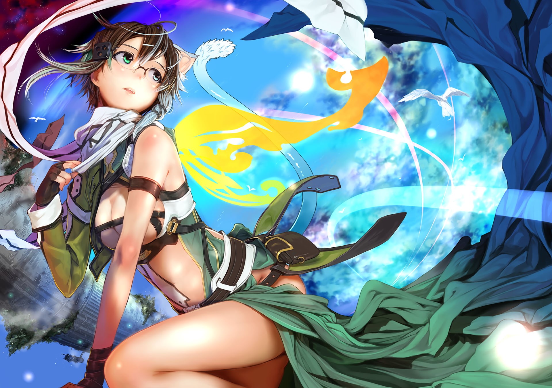 creativity, real people, day, people, women, sword art online, low angle view, young women, nature, adult, representation, shinon, Anime, scarf, arts culture and entertainment, HD Wallpaper