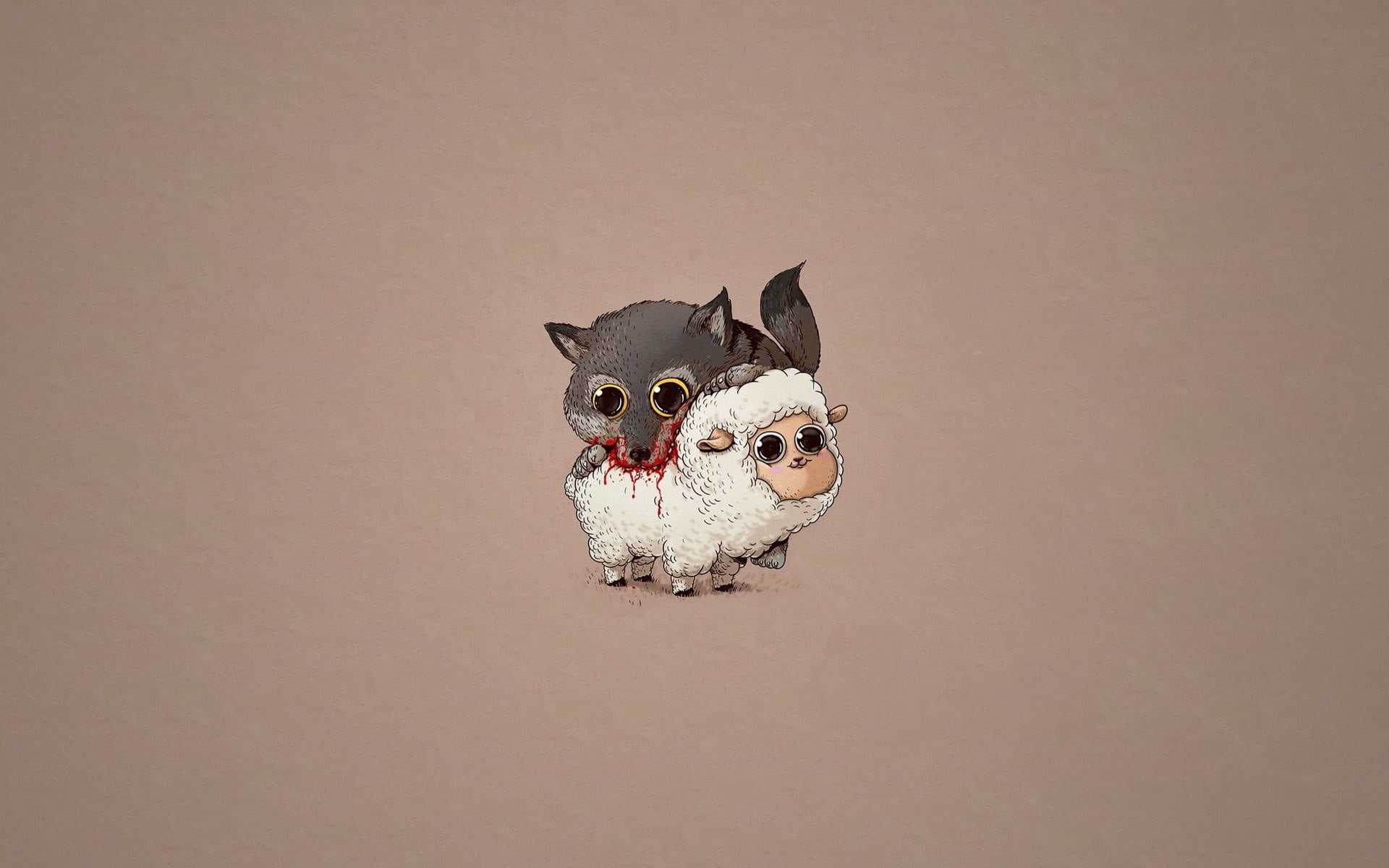 humor, vertebrate, cute, dog, small, fun, copy space, domestic, indoors, wolf, murder, blood, minimalism, human Face, looking, portrait, canine, domestic Cat, HD Wallpaper