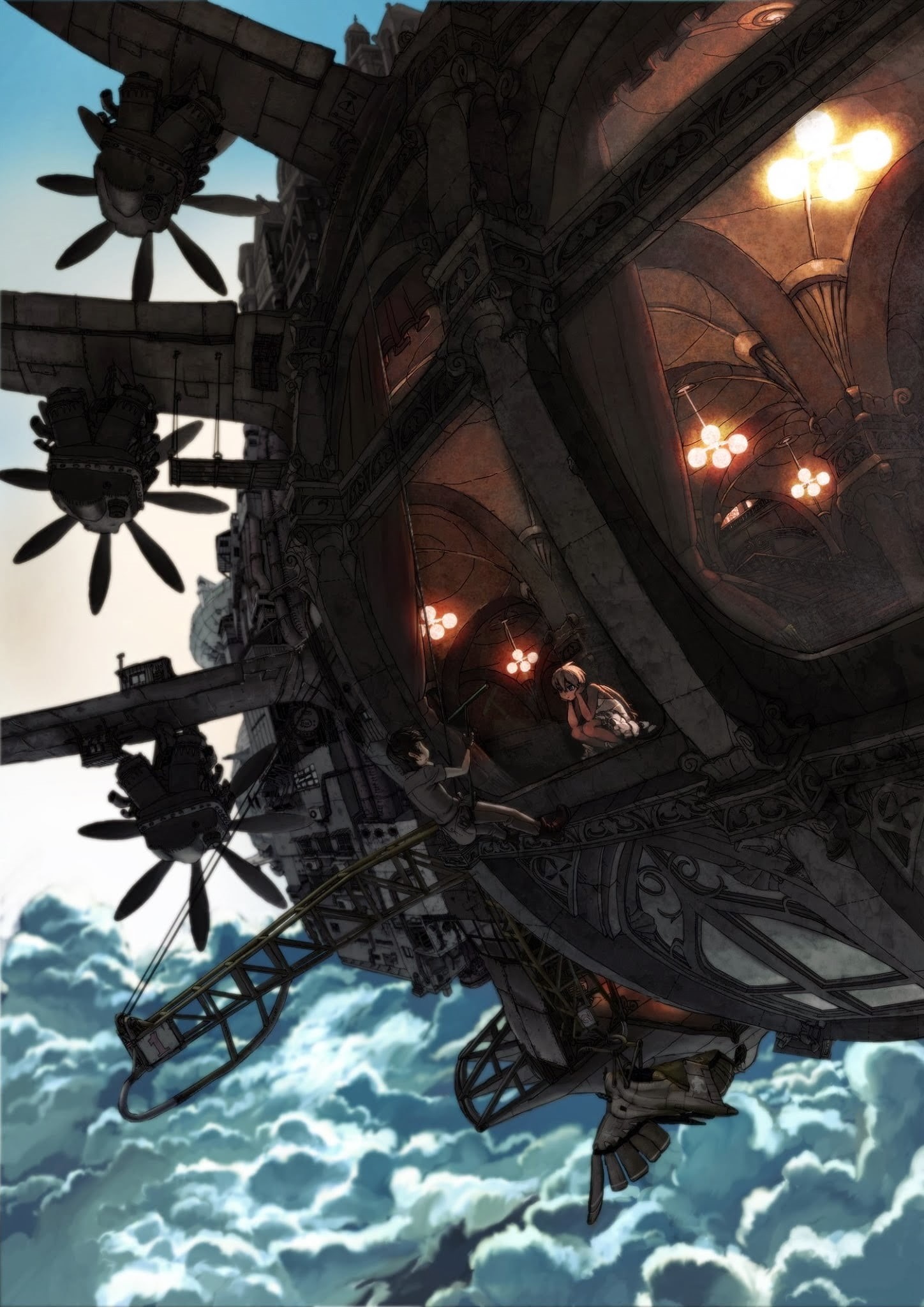 metal, winter, airships, illuminated, anime, one person, mature adult, architecture, day, adult, men, anime boys, headwear, lighting equipment, 1080P, Phone HD Wallpaper