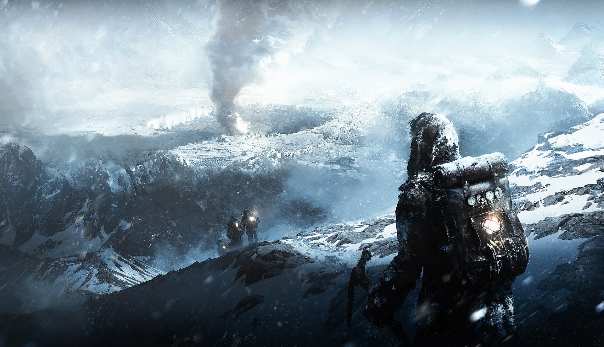 solid, water, power in nature, snow, Frostpunk, mountain, 1080P, outdoors, adventure, scenics - nature, Video Game Art, beauty in nature, winter, sport, HD Wallpaper