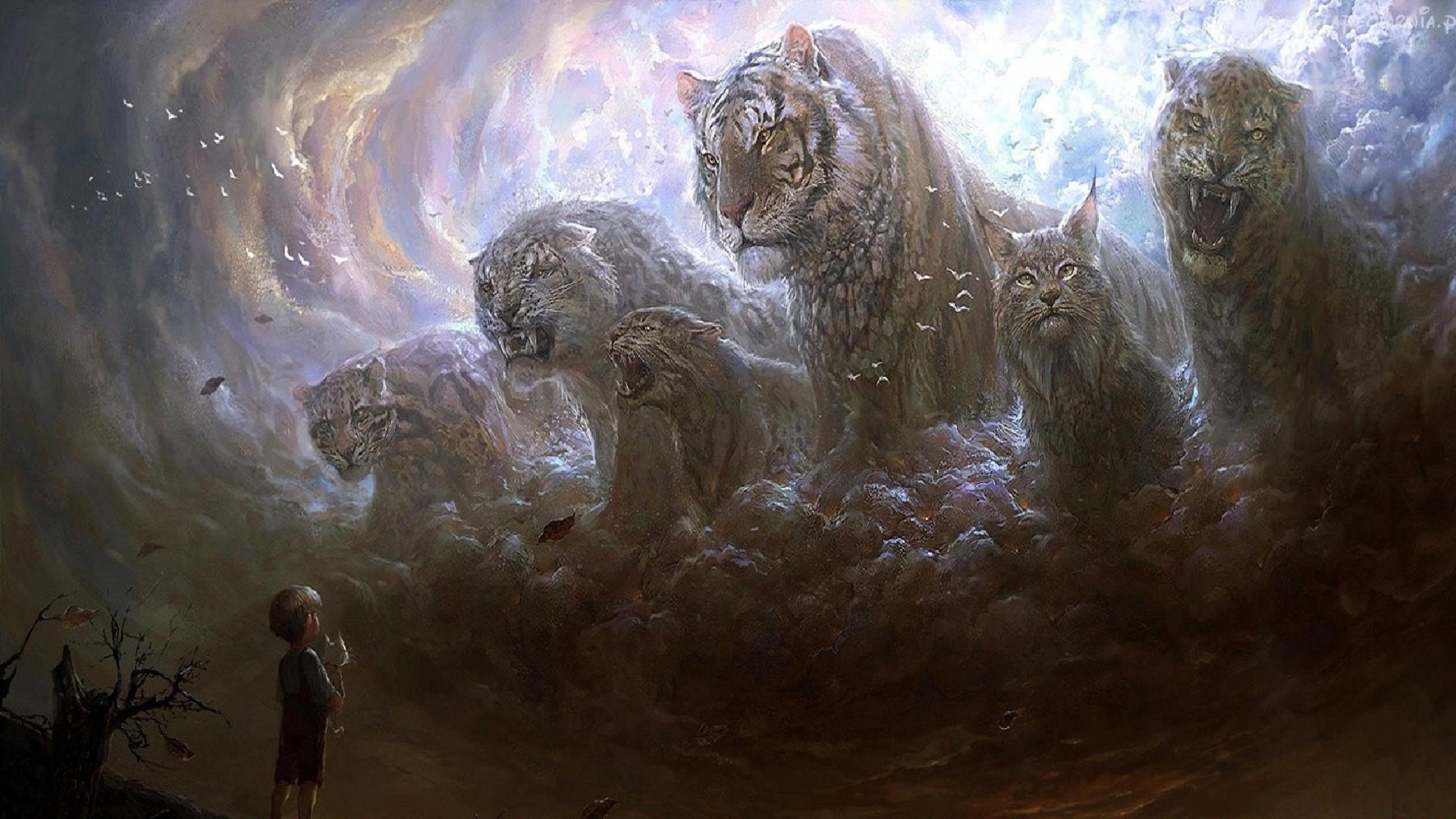 wild animals, 4K, artistic, artwork, art, cats, wild cats, HD Wallpaper
