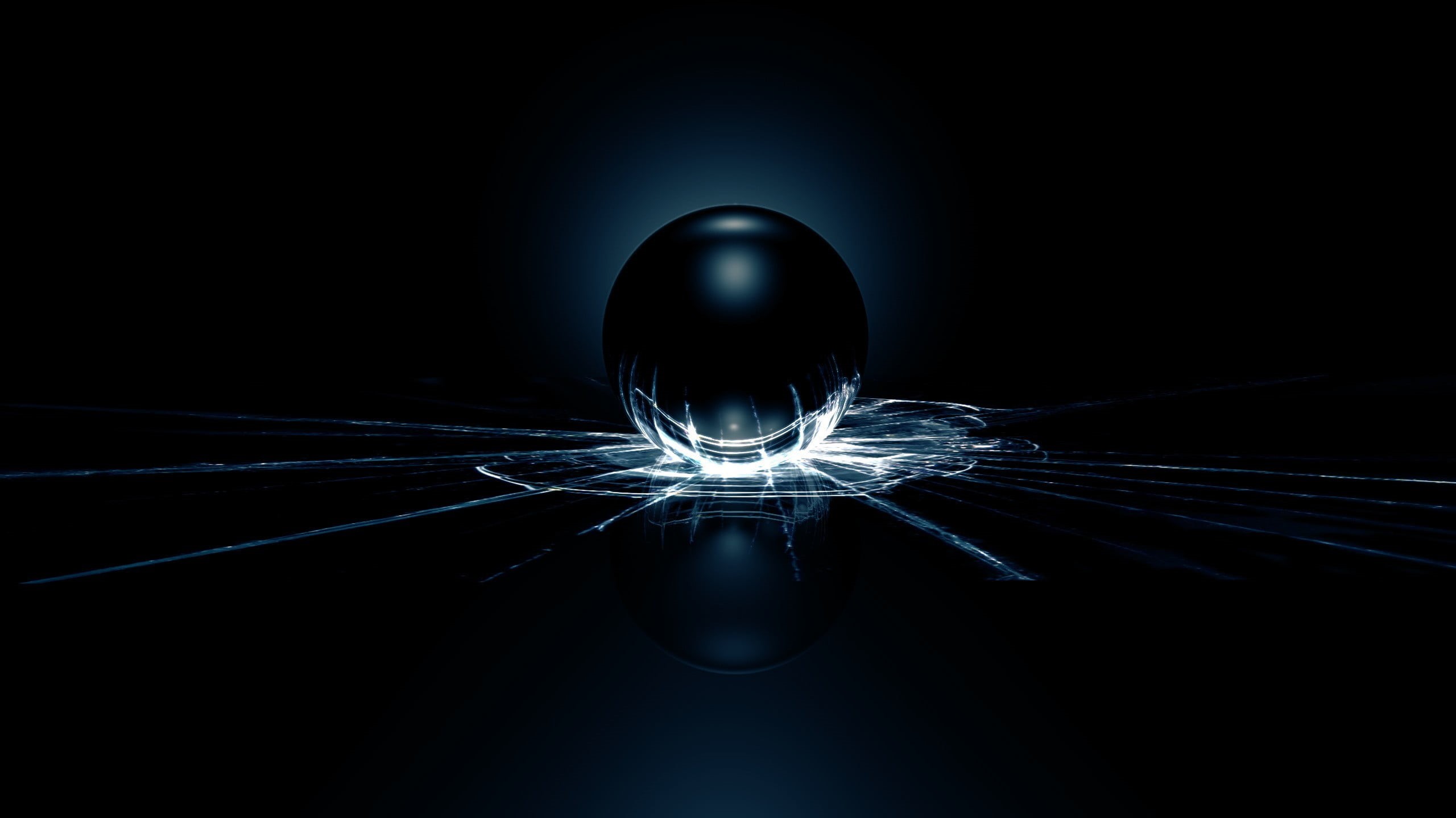 electricity, indoors, sphere, dark, pattern, no people, water, night, light - natural phenomenon, blue, reflection, abstract, motion, break, nature, black, HD Wallpaper