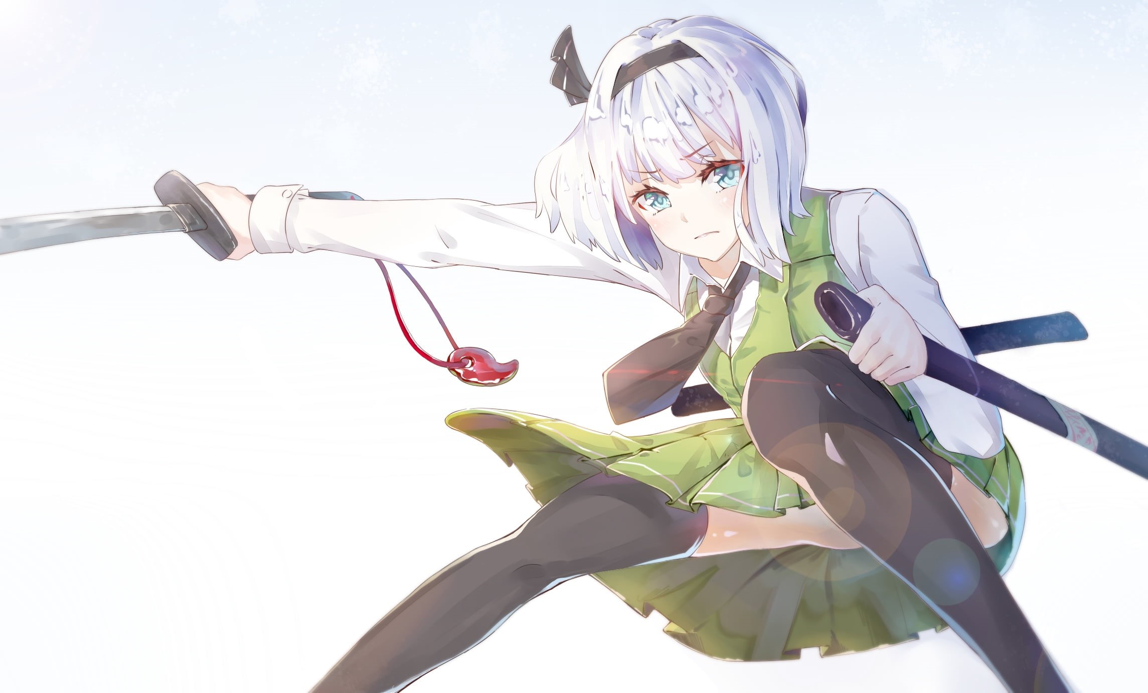 haired, white, 1080P, Touhou, fashion, sunlight, low angle view, lifestyles, sport, short hair, leisure activity, transportation, outdoors, three quarter length, HD Wallpaper