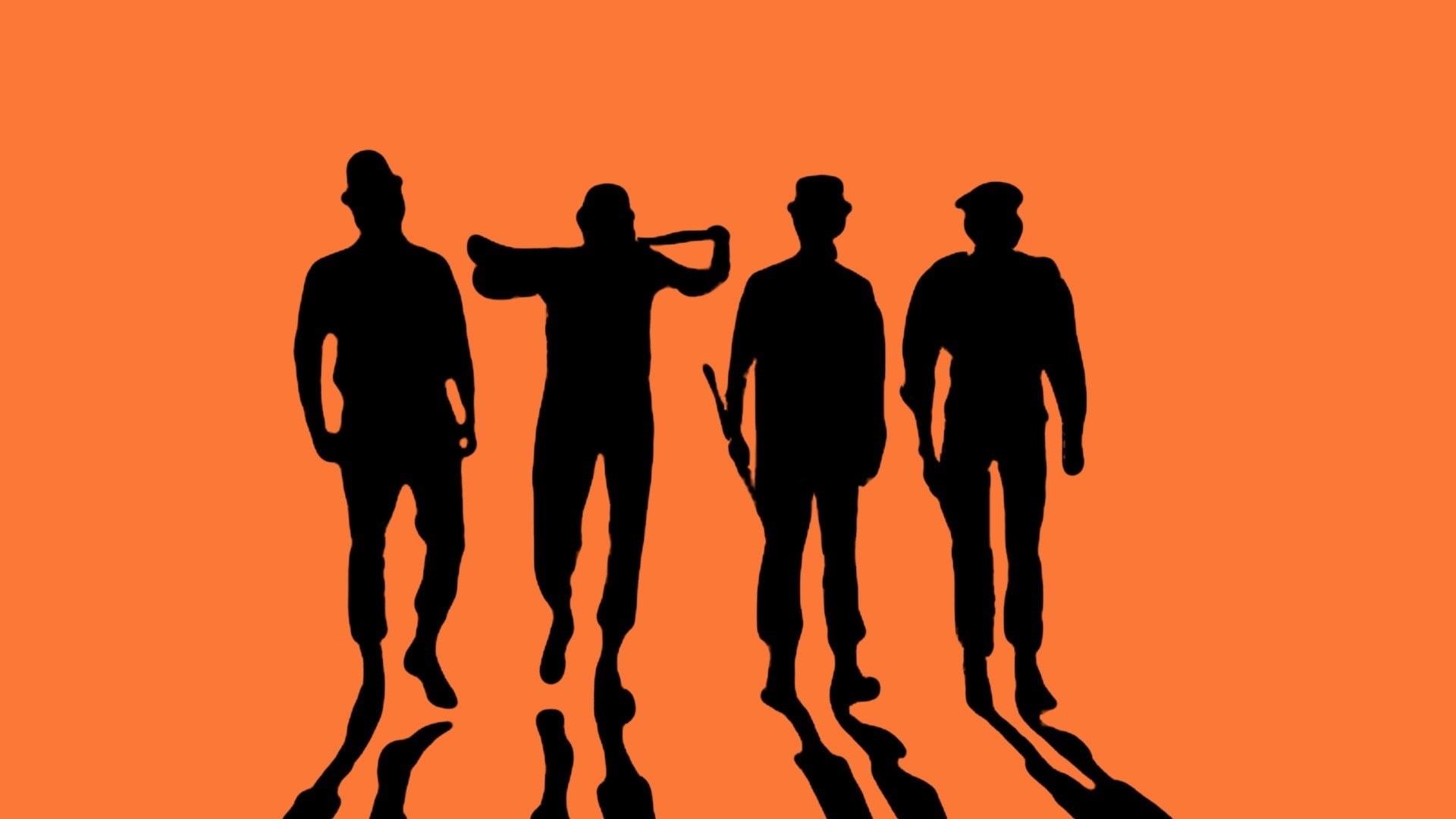 young adult, togetherness, black color, nature, studio shot, orange color, full length, real people, silhouette, colored background, group of people, A Clockwork Orange, HD Wallpaper