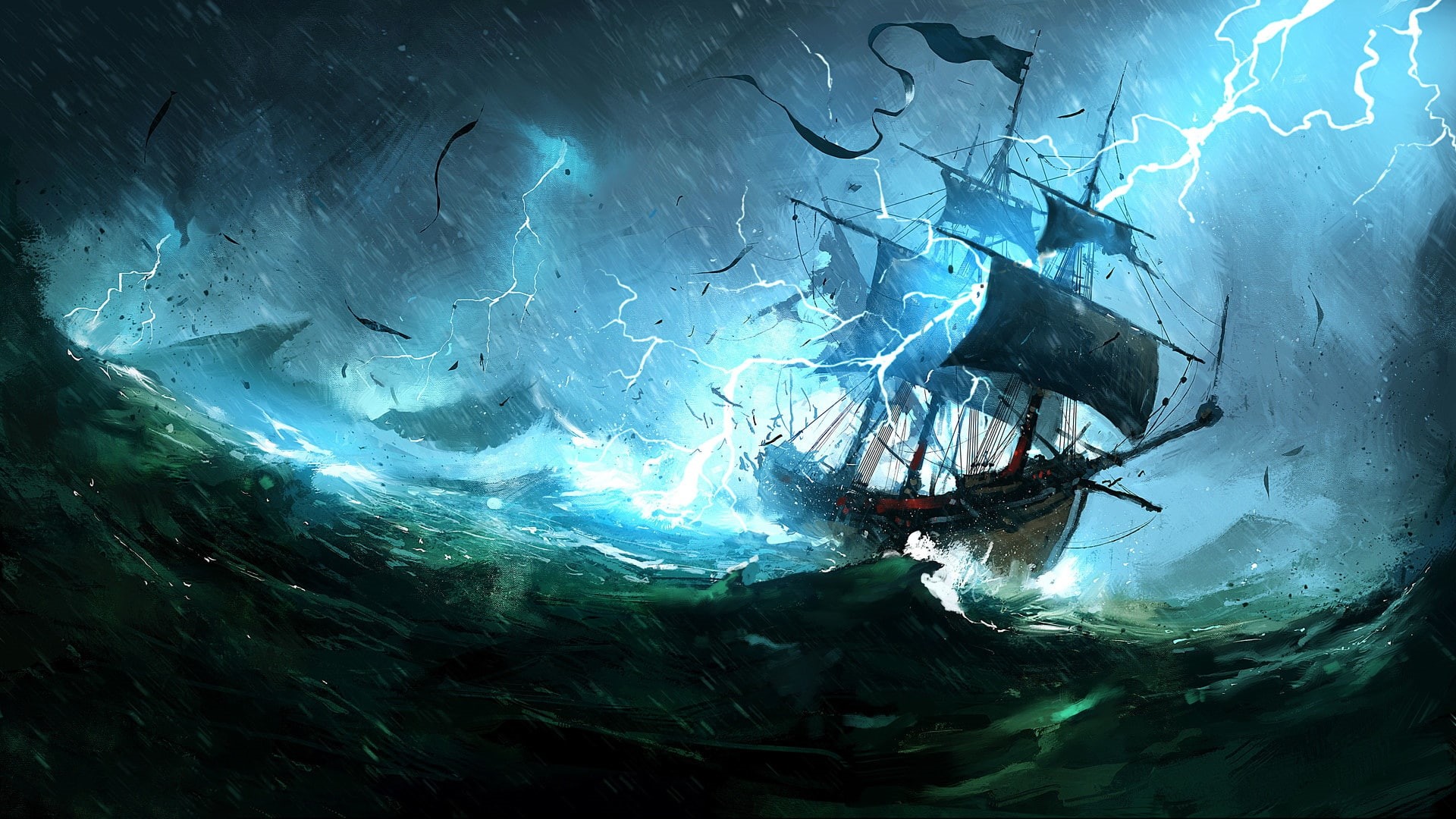 Environments, by Dominik Mayer, Storm, The Whaler - Natures Wrath, Concept Art, " The Whaler", Ship, Storytelling, The Whaler, 1080P, The ocean, Sea, Natures Wrath, HD Wallpaper