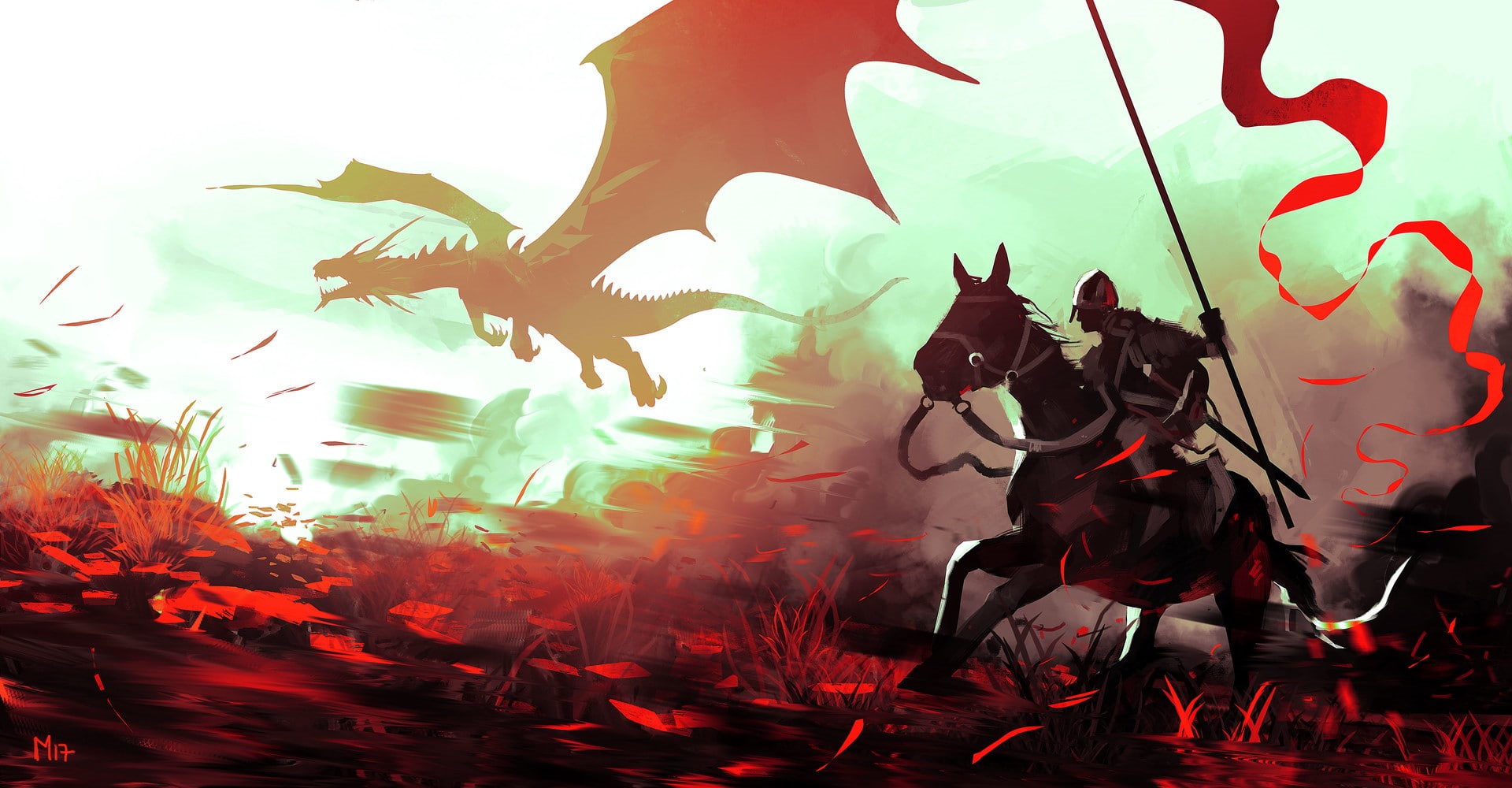 1080P, dragon, artwork, Dominik Mayer, digital art, banner, HD Wallpaper