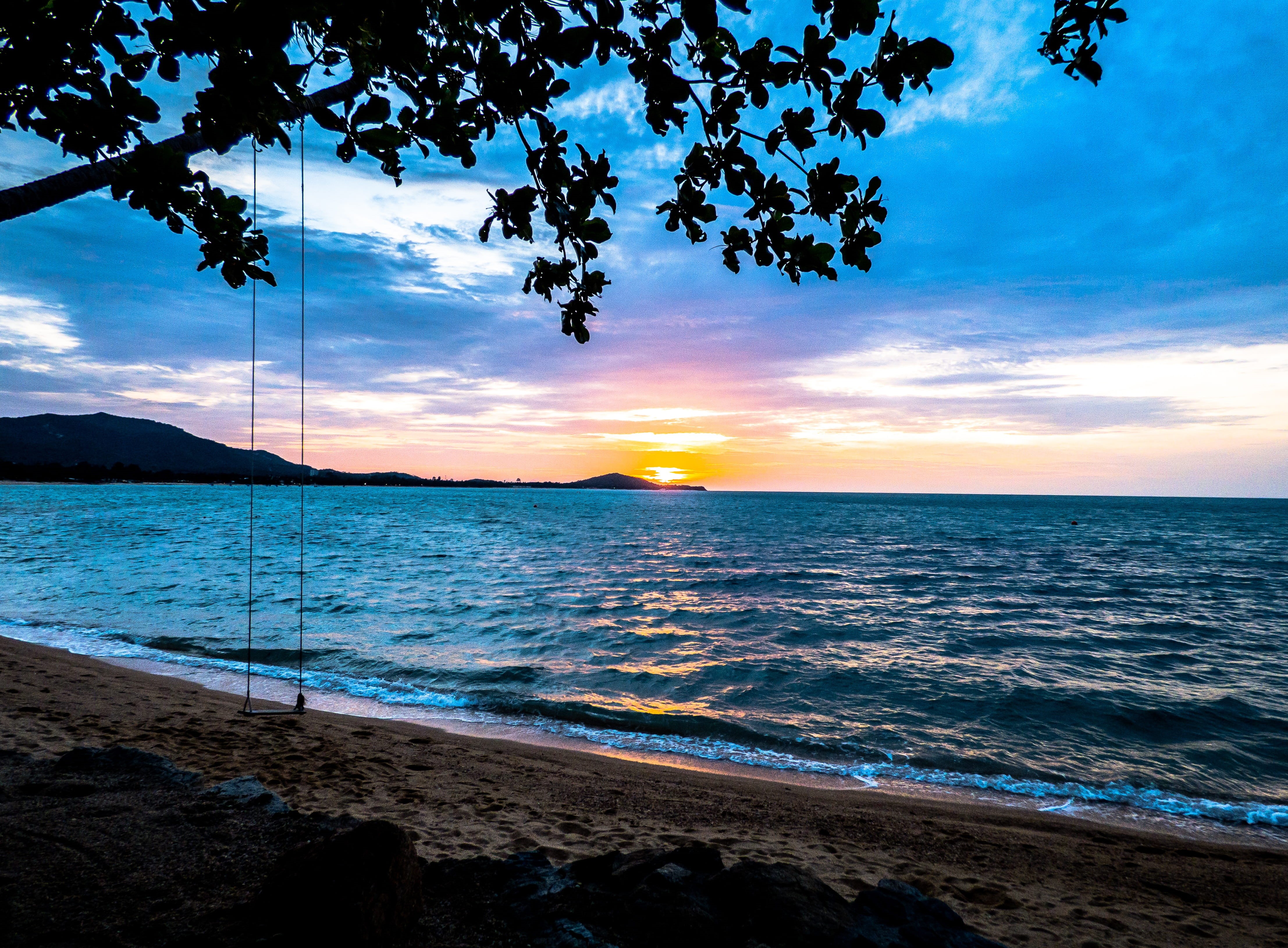 Beach, chaweng, horizon Over Water, Thailand, Coast, coastline, near, horizon, idyllic, dusk, blue, no People, island, beauty In Nature, water, hanged, HD Wallpaper