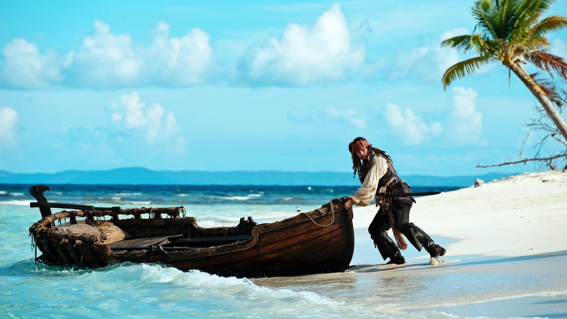 pirate, ship, boy, people, beaches, boats, caribbean, johnny, coast, clouds, sky, pirates, sand, funny, vehicles, depp, humor, ocean, stranger, comedy, HD Wallpaper