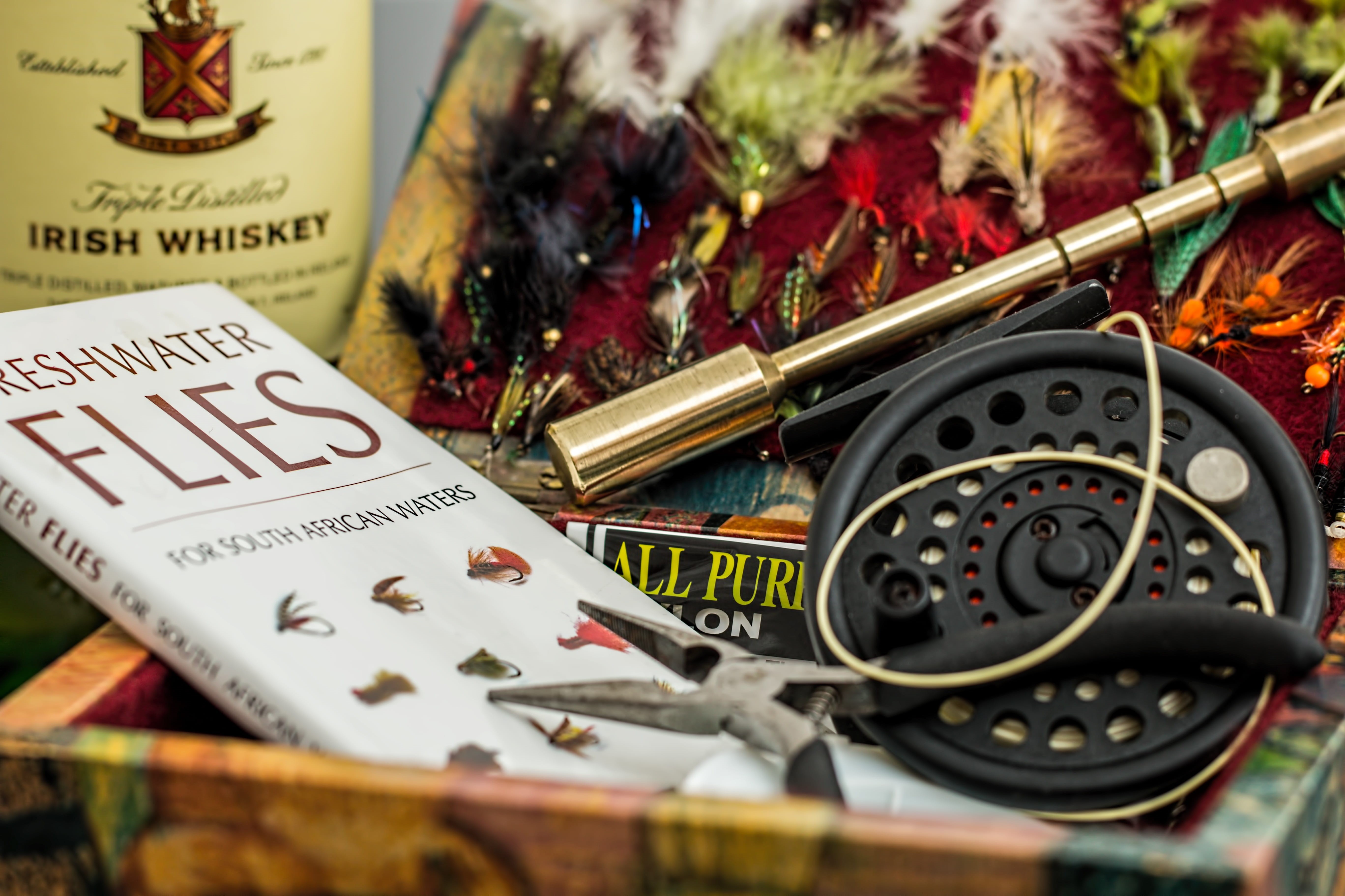 fisherman, recreation, still life, antique, fly-fishing, bait, fishing, fountain pen, angling, close-up, box, text, leisure, hobby, art and craft, activity, HD Wallpaper