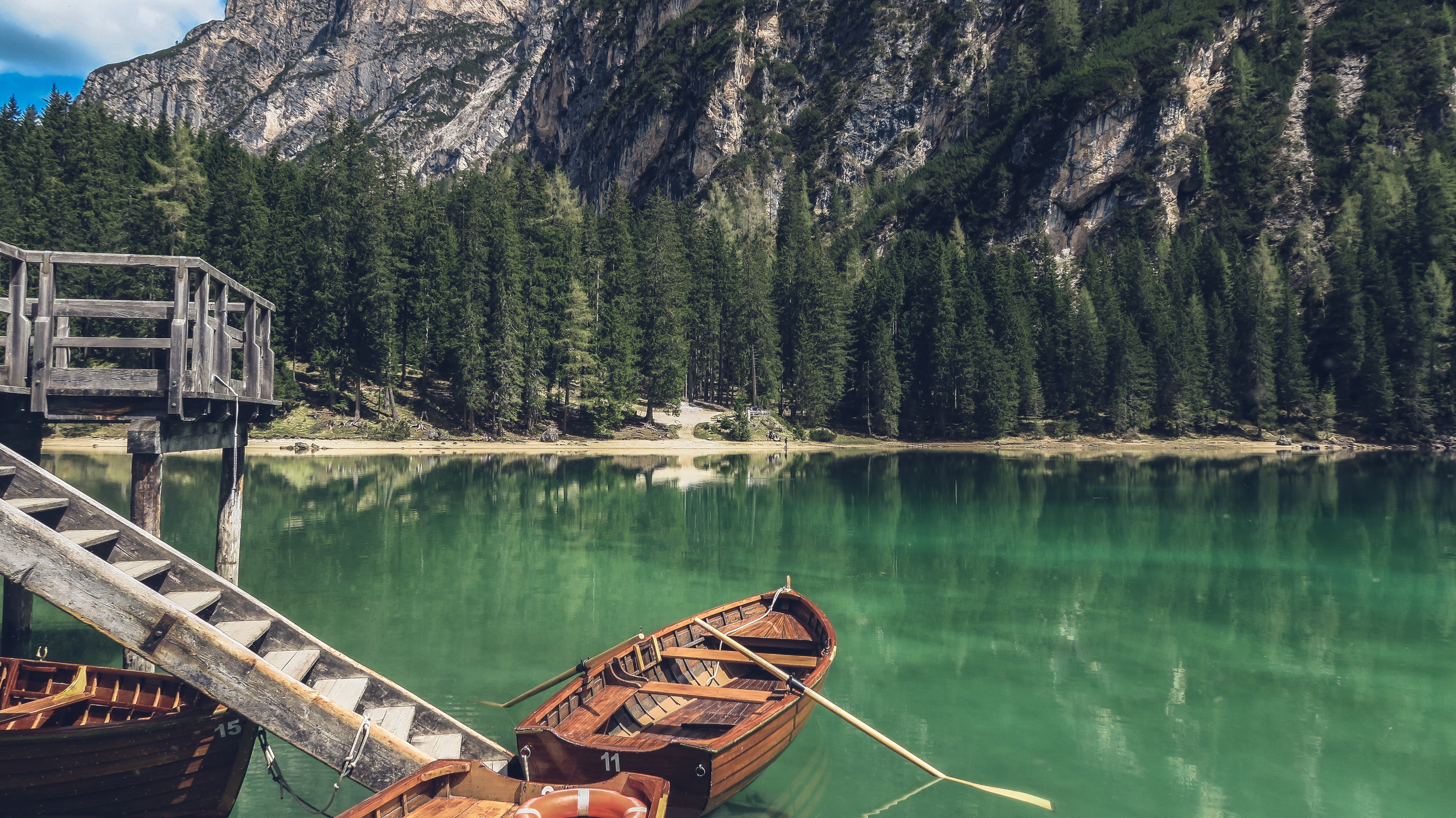 body, reflection, 5K, outdoors, nature, lake, brown, boat, transportation, tranquility, no people, trees, scenics - nature, forest, mountains, nautical vessel, HD Wallpaper