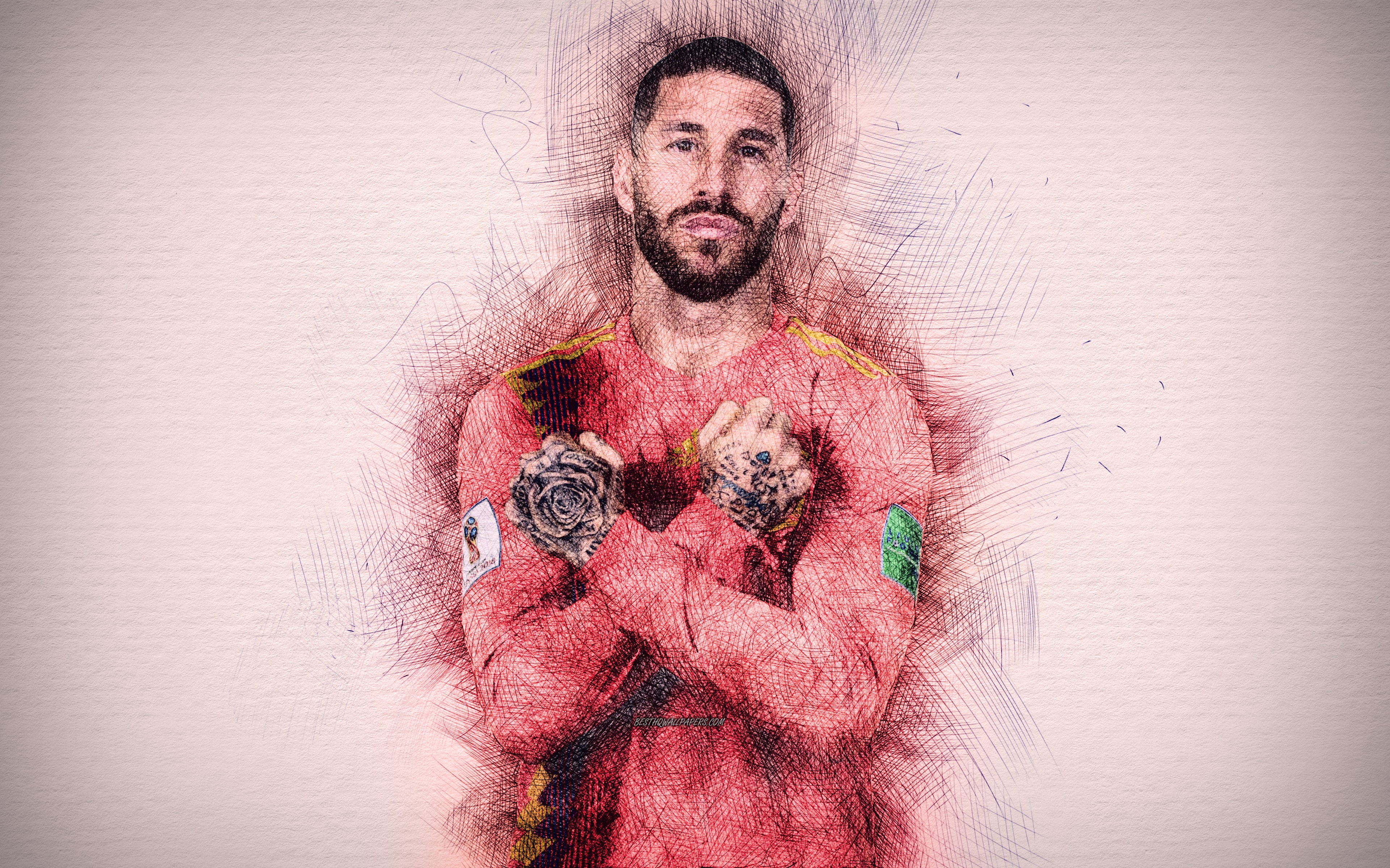 Soccer, Spanish, Sergio Ramos, 4K, HD Wallpaper