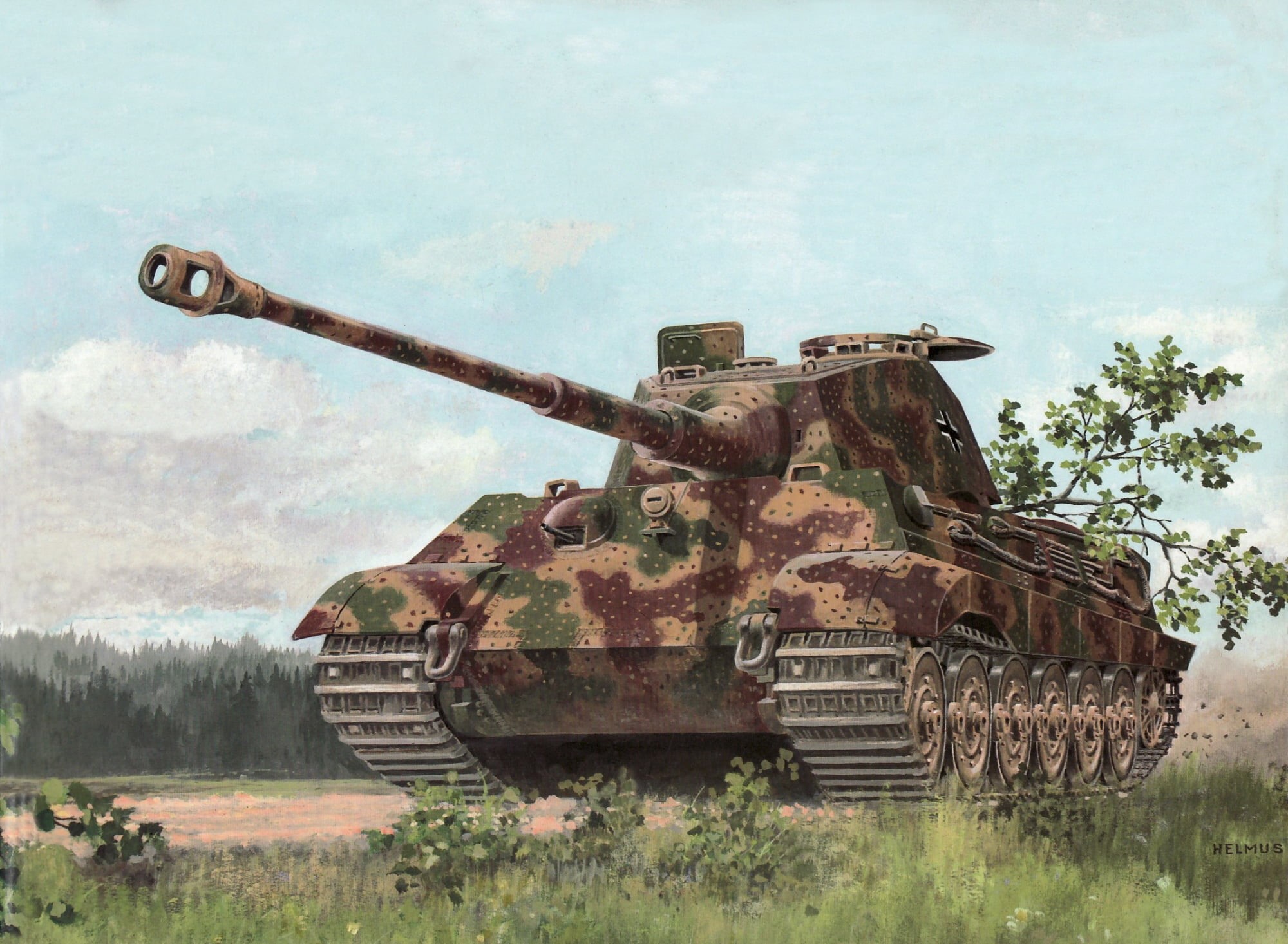 brown, sky, figure, obsolete, old, armored tank, nature, disguise, military, heavy, 1080P, rusty, or "Royal tiger", tree, history, antique, abandoned, HD Wallpaper