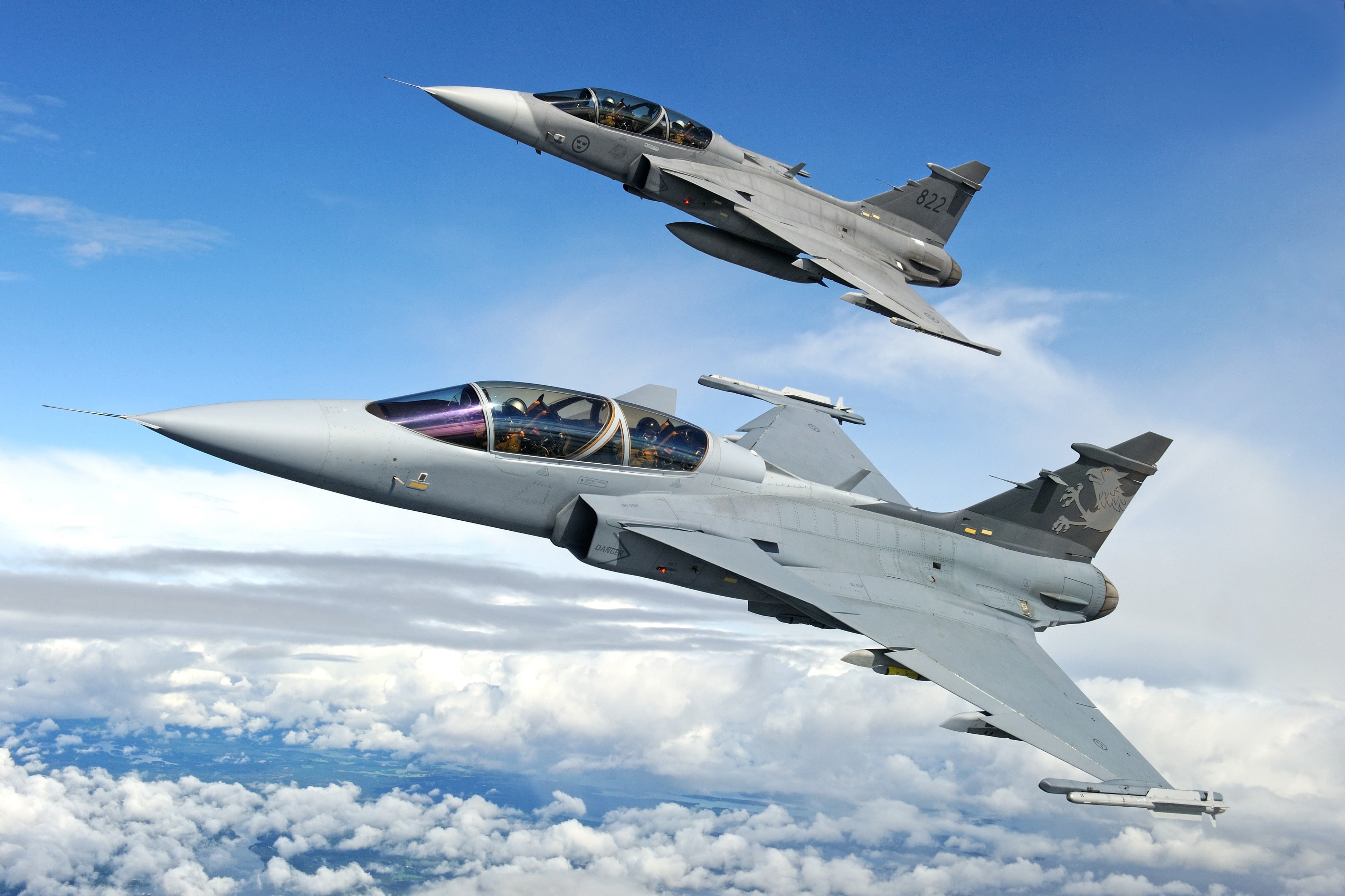 vehicle, airplane, jet fighter, JAS-39 Gripen, aircraft, military, military aircraft, 4K, sky, HD Wallpaper