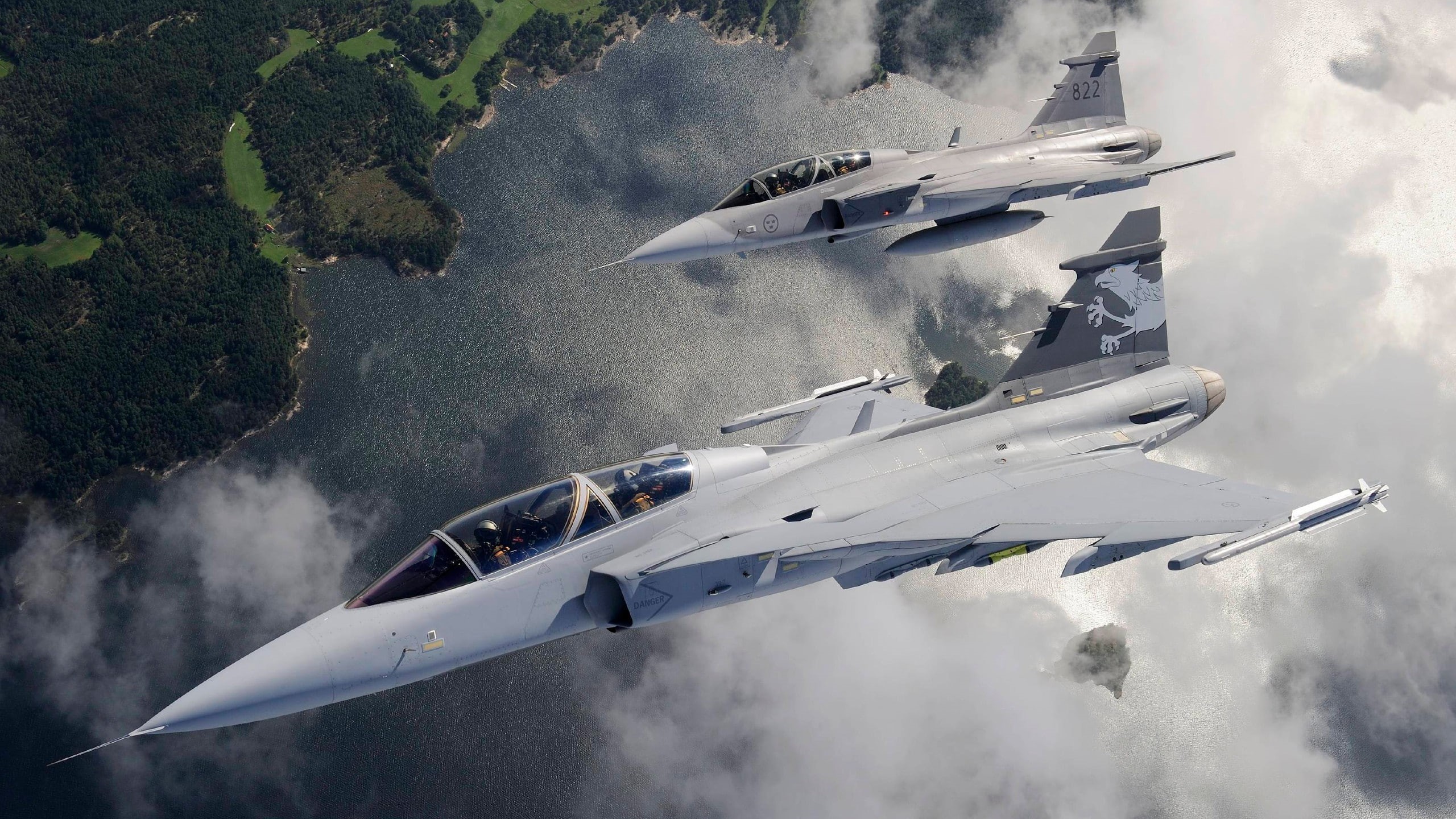 air force, day, navy, aerial view, 2K, JAS-39 Gripen, sky, mid-air, mode of transportation, outdoors, nature, airplane, army, aerospace industry, military, HD Wallpaper