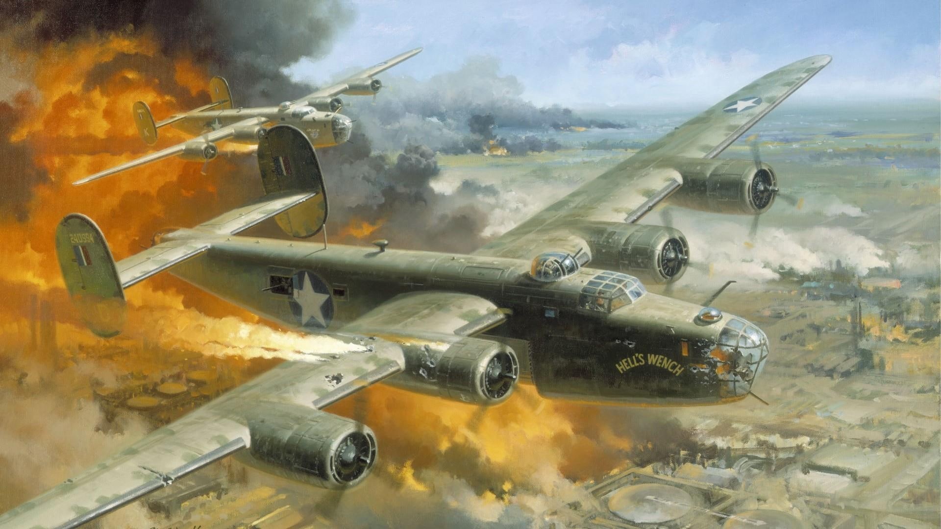 aviation, ww2, explotion, military, 1080P, sky, HD Wallpaper