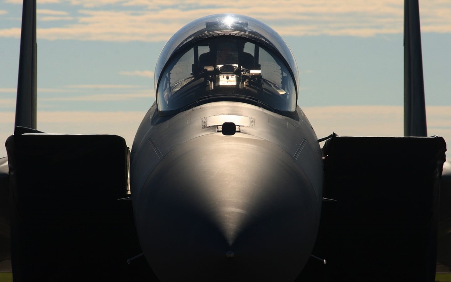 air vehicle, sunset, F-15 Strike Eagle, military, military aircraft, flying, glass - material, 720P, transportation, sky, public transportation, airplane, HD Wallpaper