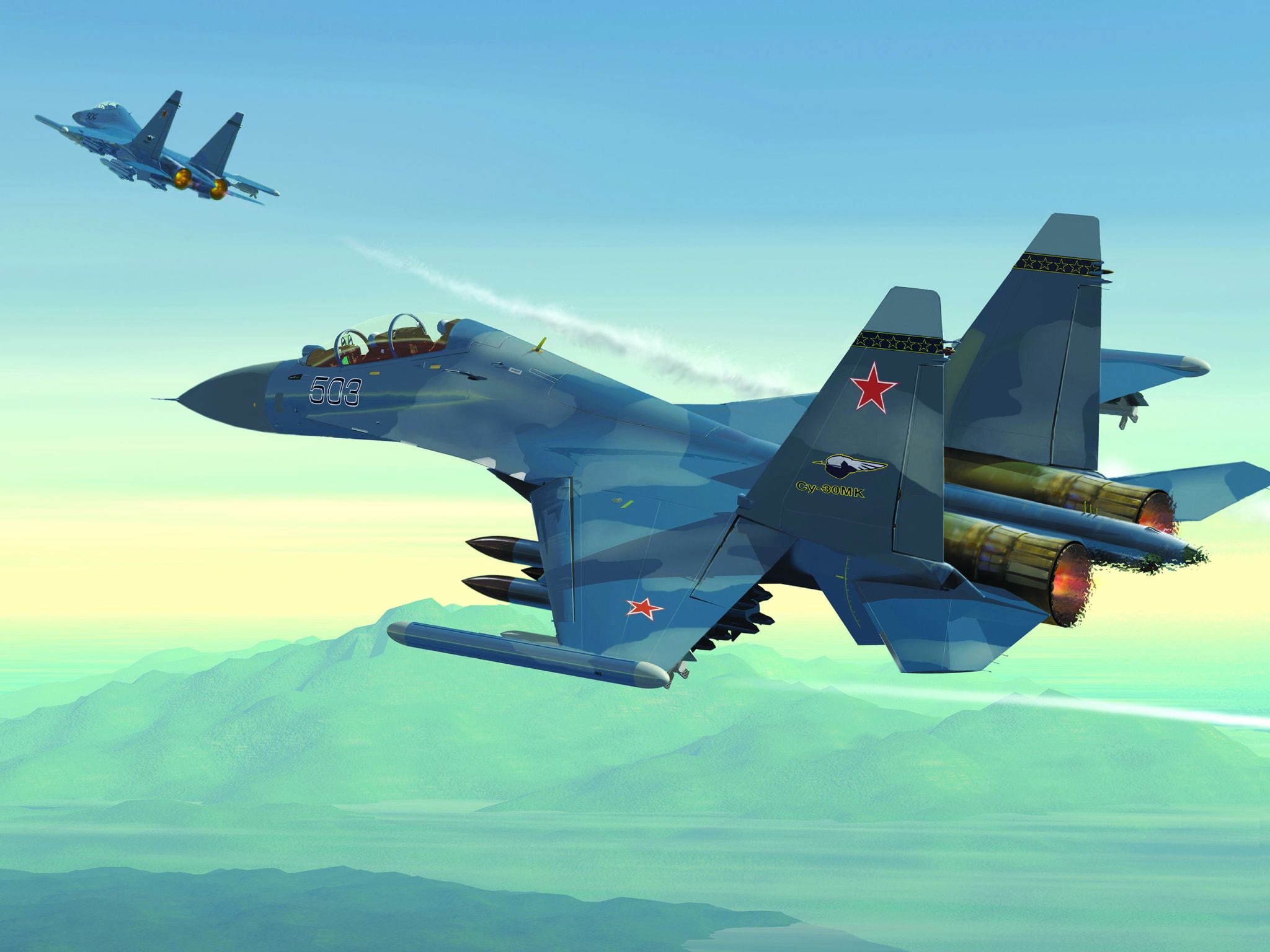 technology, double, day, power, nature, Russian, cloud - sky, speed, military, military Airplane, illustration, on the move, flying, air Force, blue, multipurpose, HD Wallpaper