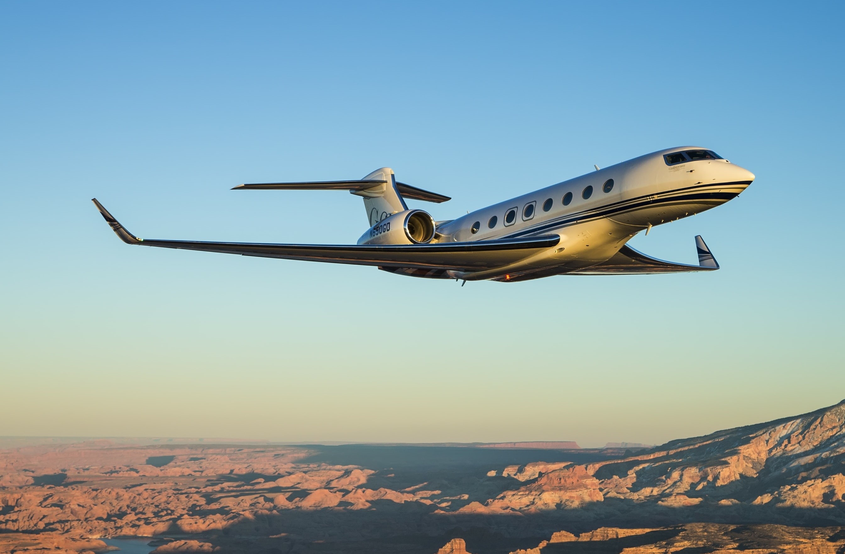 the sky, the plane, Aerospace, flight, jet, business, Gulfstream, 2K, G650, mountains, HD Wallpaper