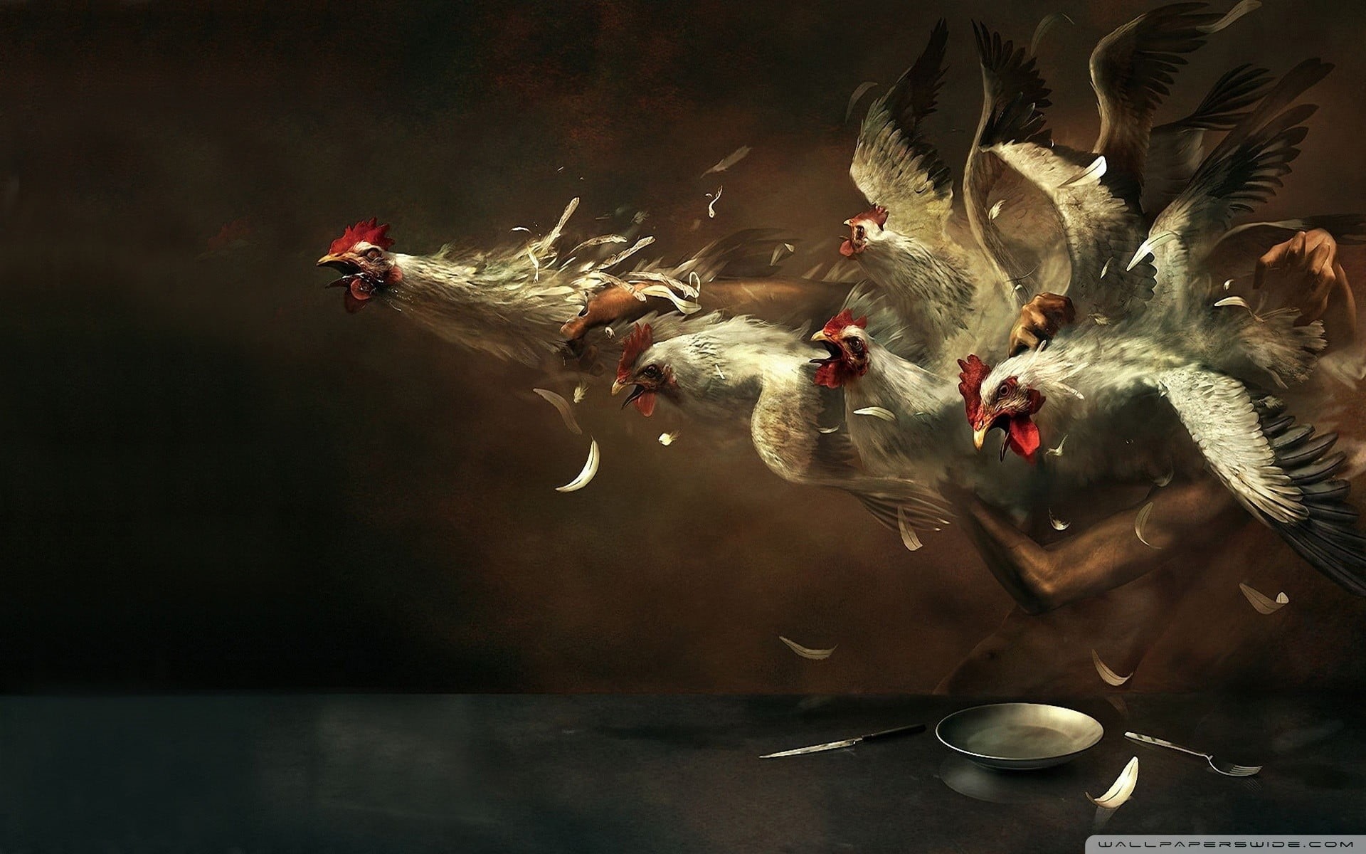 bird, celebration, 1080P, knife, birds, feathers, no people, plant, animal wildlife, artwork, six, animal, animal themes, digital art, white, vertebrate, HD Wallpaper