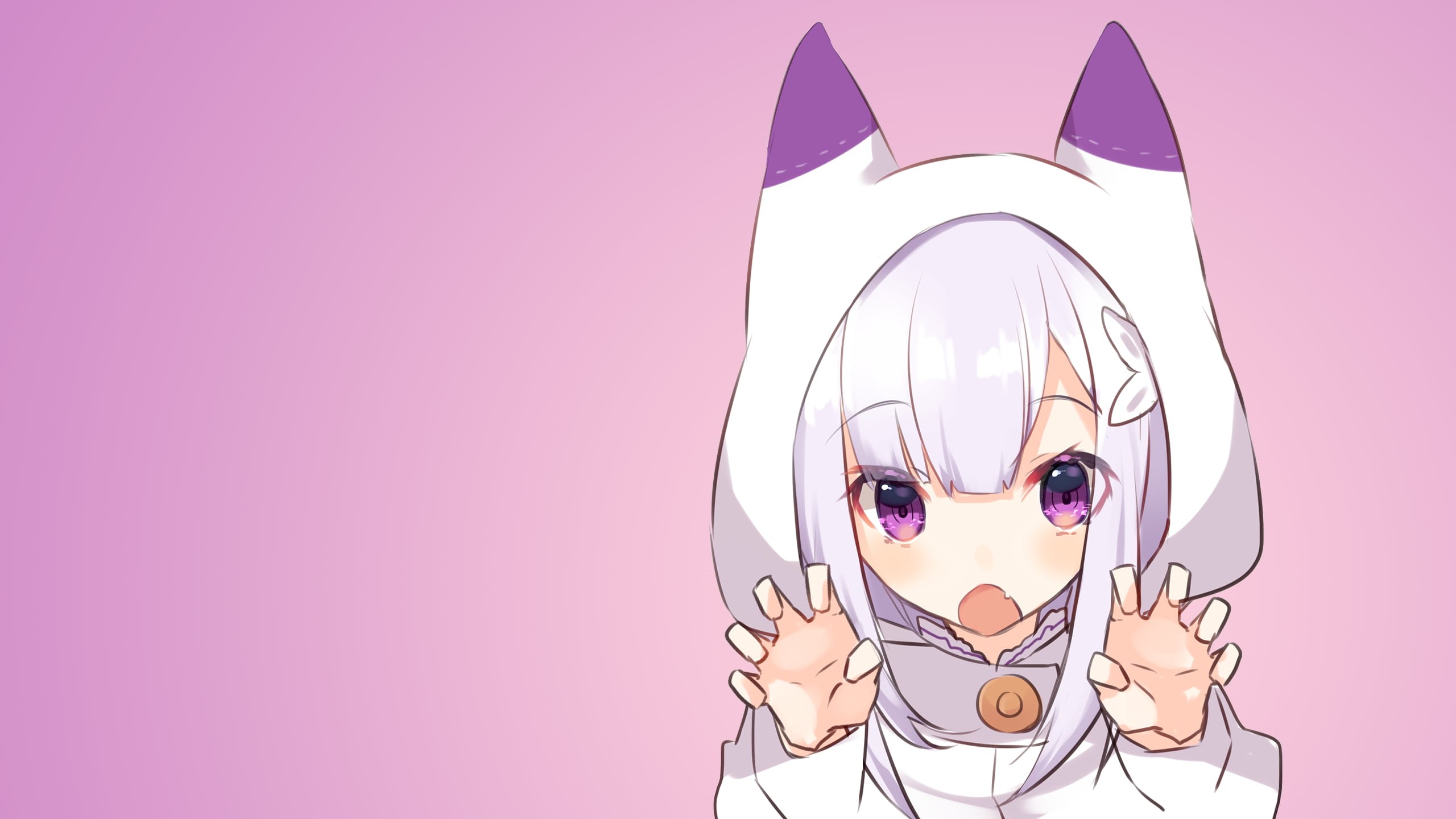 Re:Zero Kara Hajimeru Isekai Seikatsu, mammal, body part, pink background, close-up, 2K, young adult, anime, human face, studio shot, human body part, HD Wallpaper