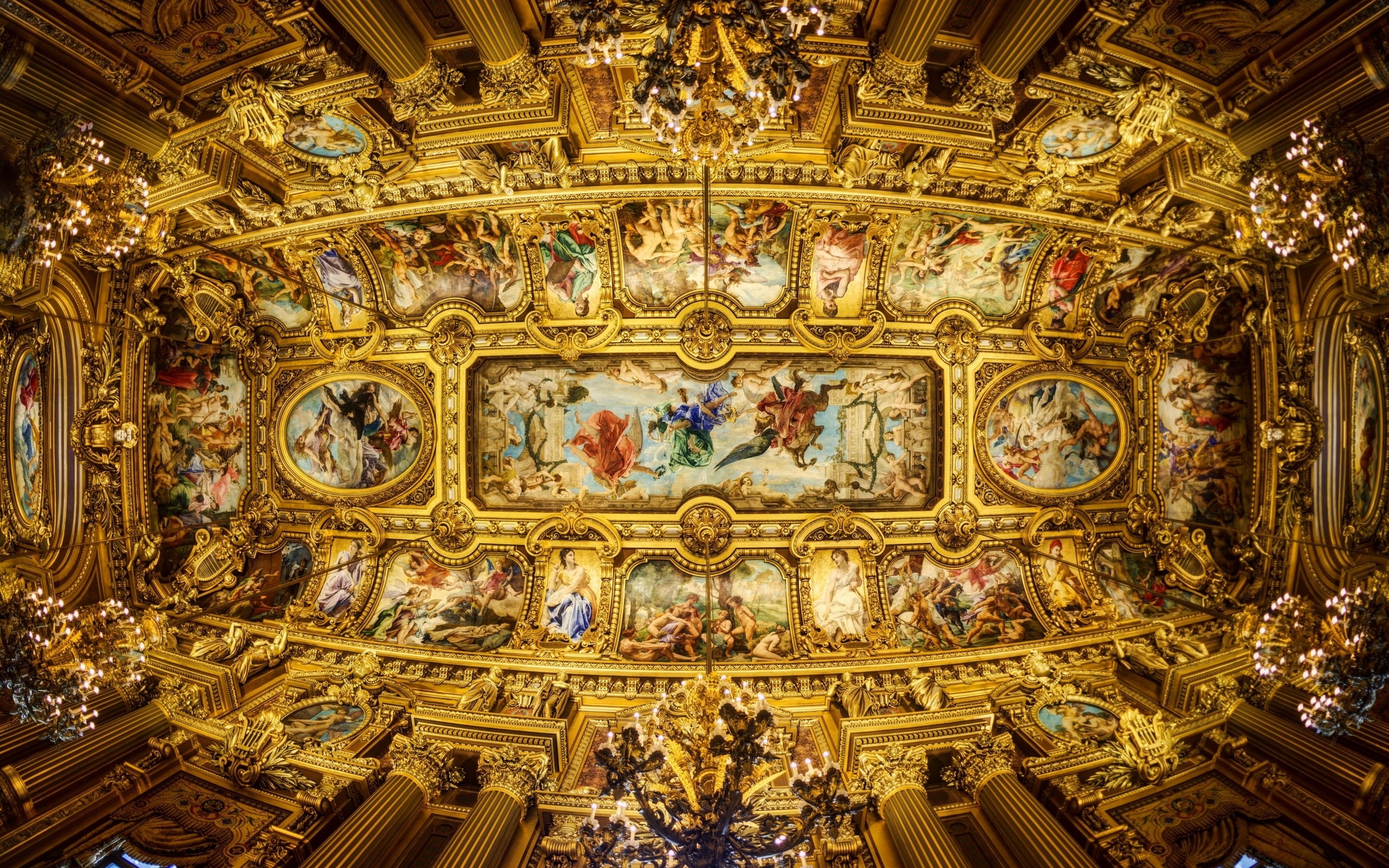 built structure, ceiling, craft, religion, belief, no people, painting, ceilings, place of worship, Paris, art and craft, Grand Opéra, spirituality, architecture, HD Wallpaper