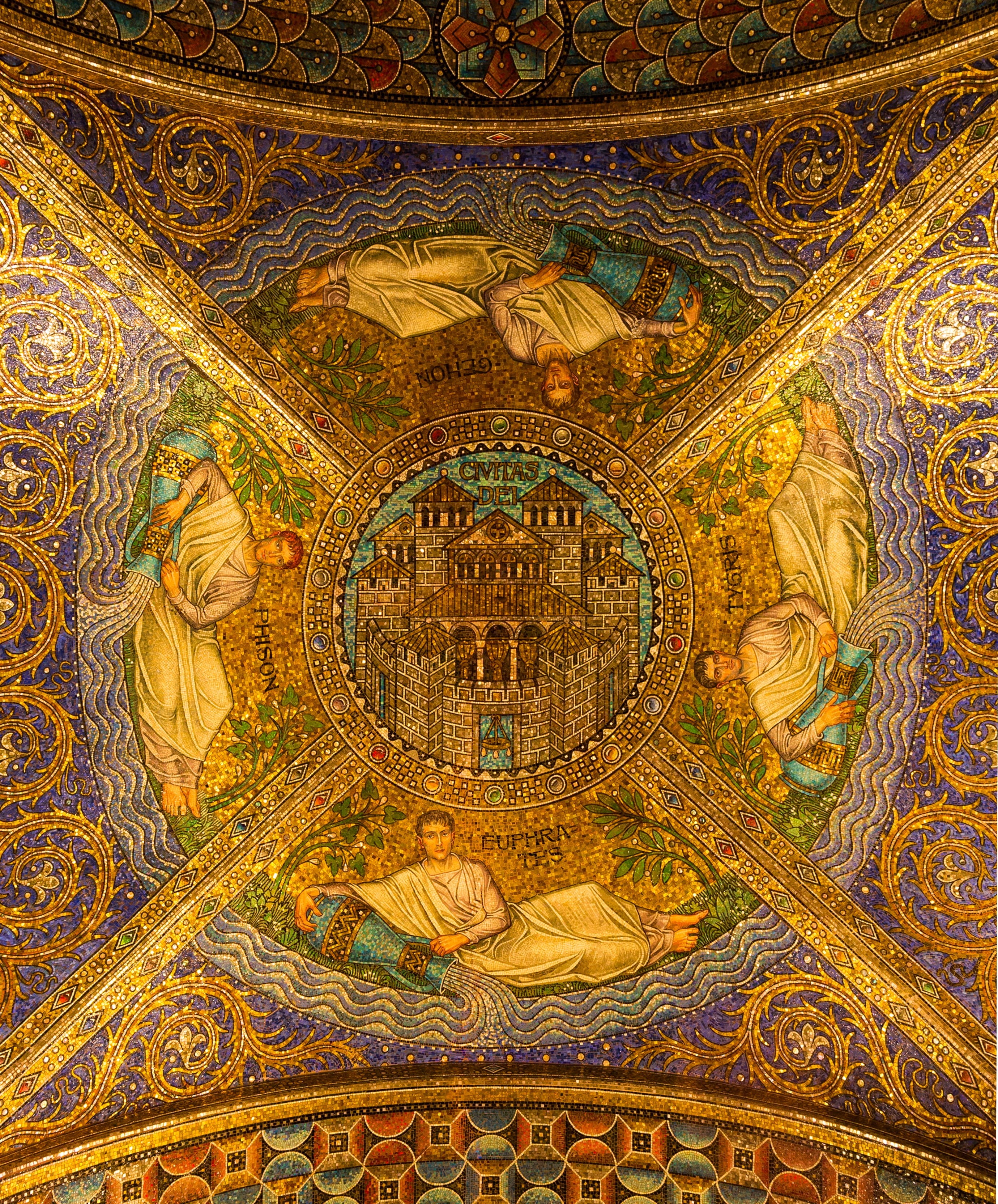 full frame, fresco, gold colored, design, art, religion, Historic, pattern, no people, belief, travel destinations, beige, backgrounds, artwork, aachen, Phone HD Wallpaper