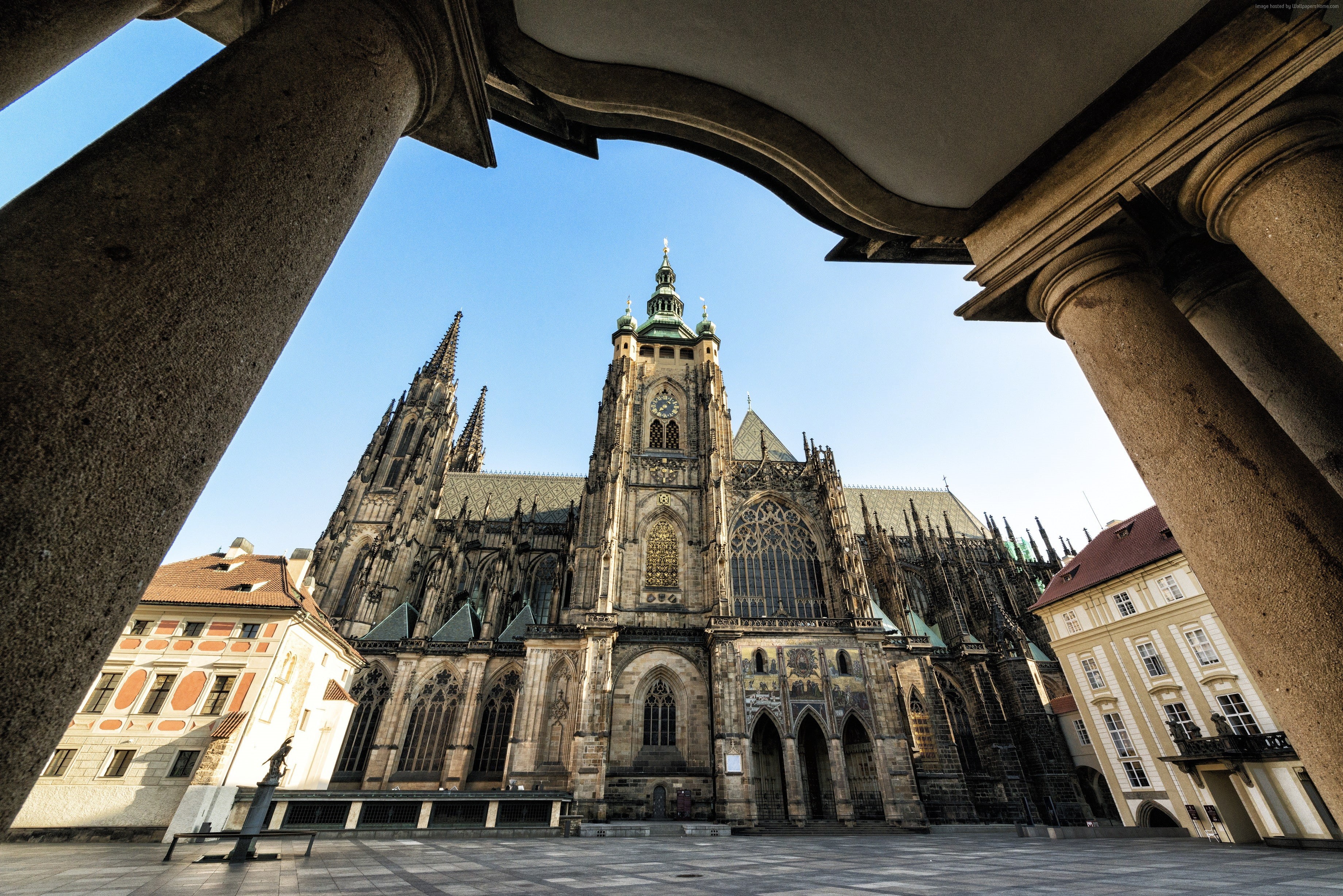 travel, Cathedral of St Vitus, Gothic, Tours, Prague, exterior, 2K, Castle, Czech Republic, HD Wallpaper