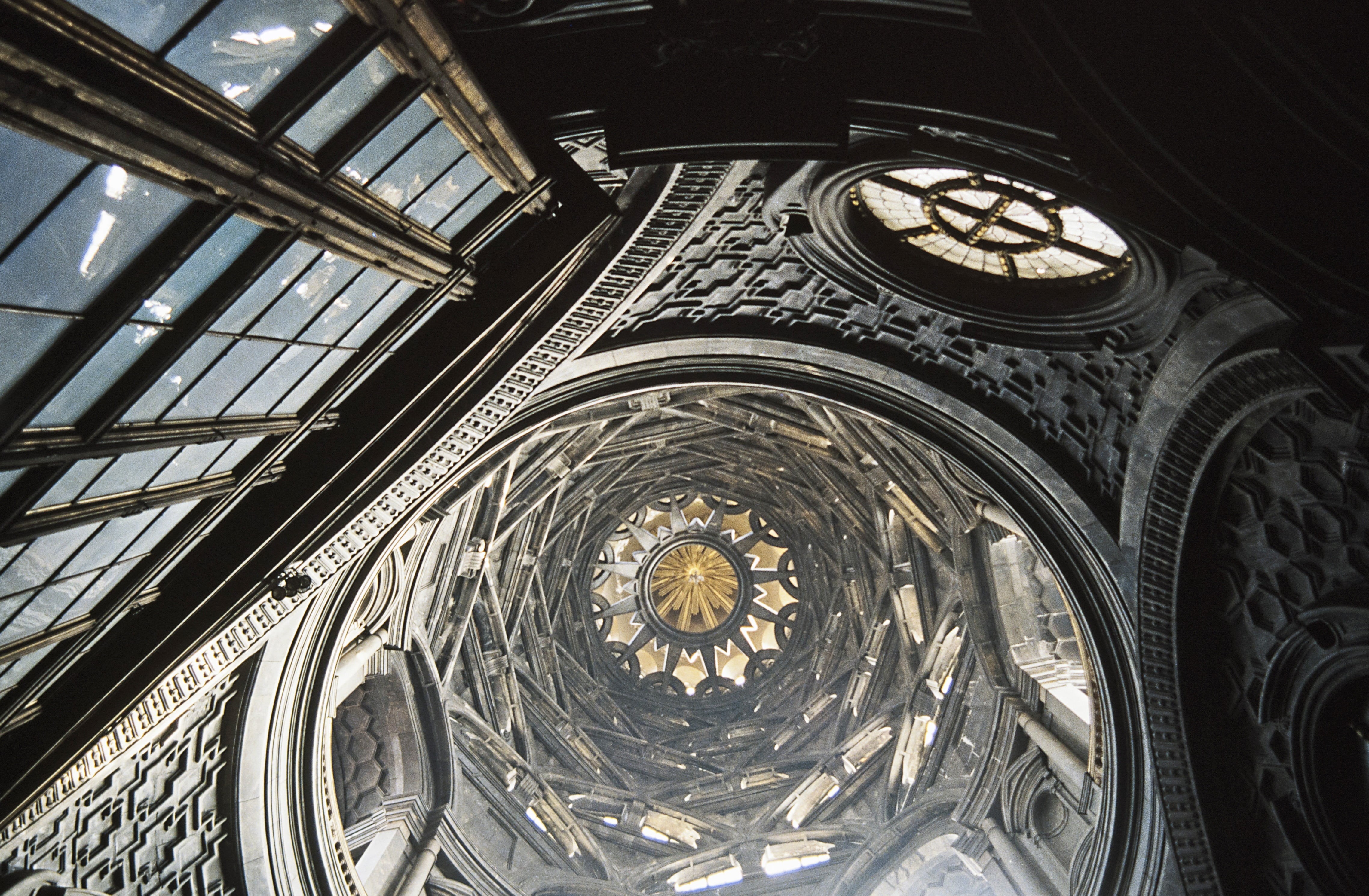 belief, famous Place, spirituality, turin, ceiling, window, ornate, exhibition, church, floreale styles, gothic style, low angle shot, inside, photography, HD Wallpaper