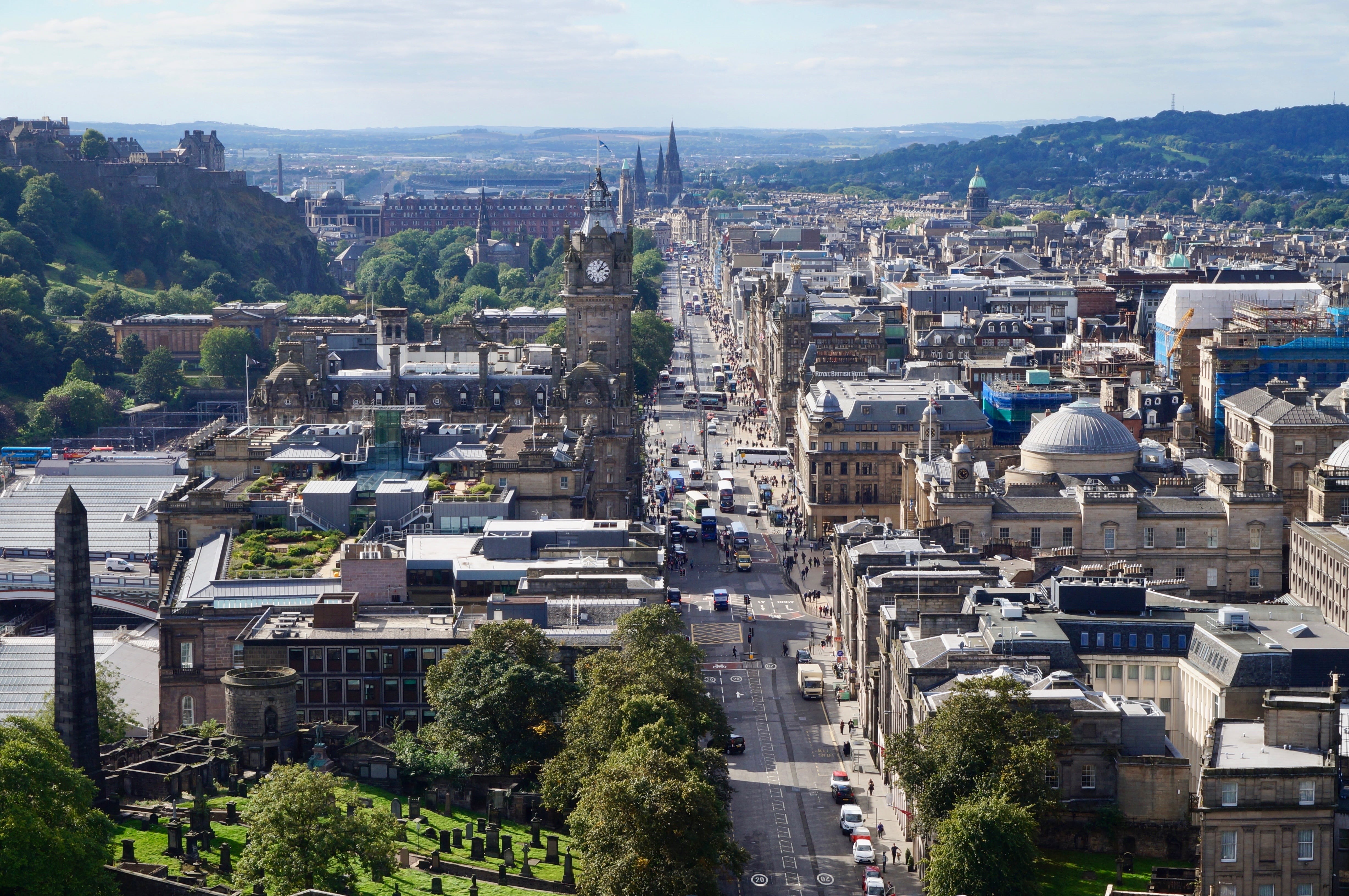 destination, kingdom, buildings, crowded, travel, high angle view, cityscape, cars, europe, plant, day, scotland, ancient, daytime, united, built structure, HD Wallpaper