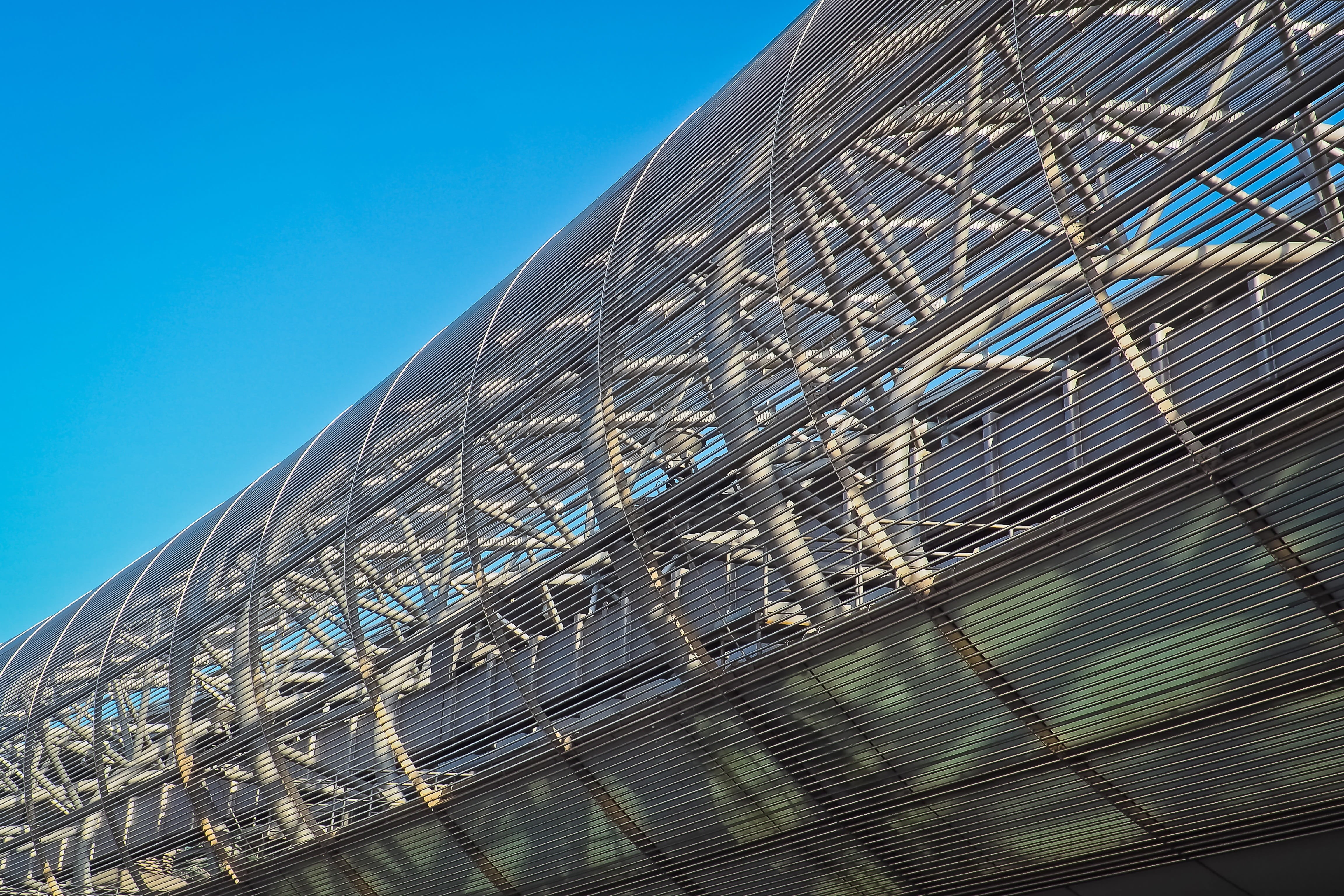 dome, düsseldorf, sky, sunlight, metal, blue, braid, office, abstract, built structure, facade, travel, day, structure, construction, close-up, aluminium, HD Wallpaper