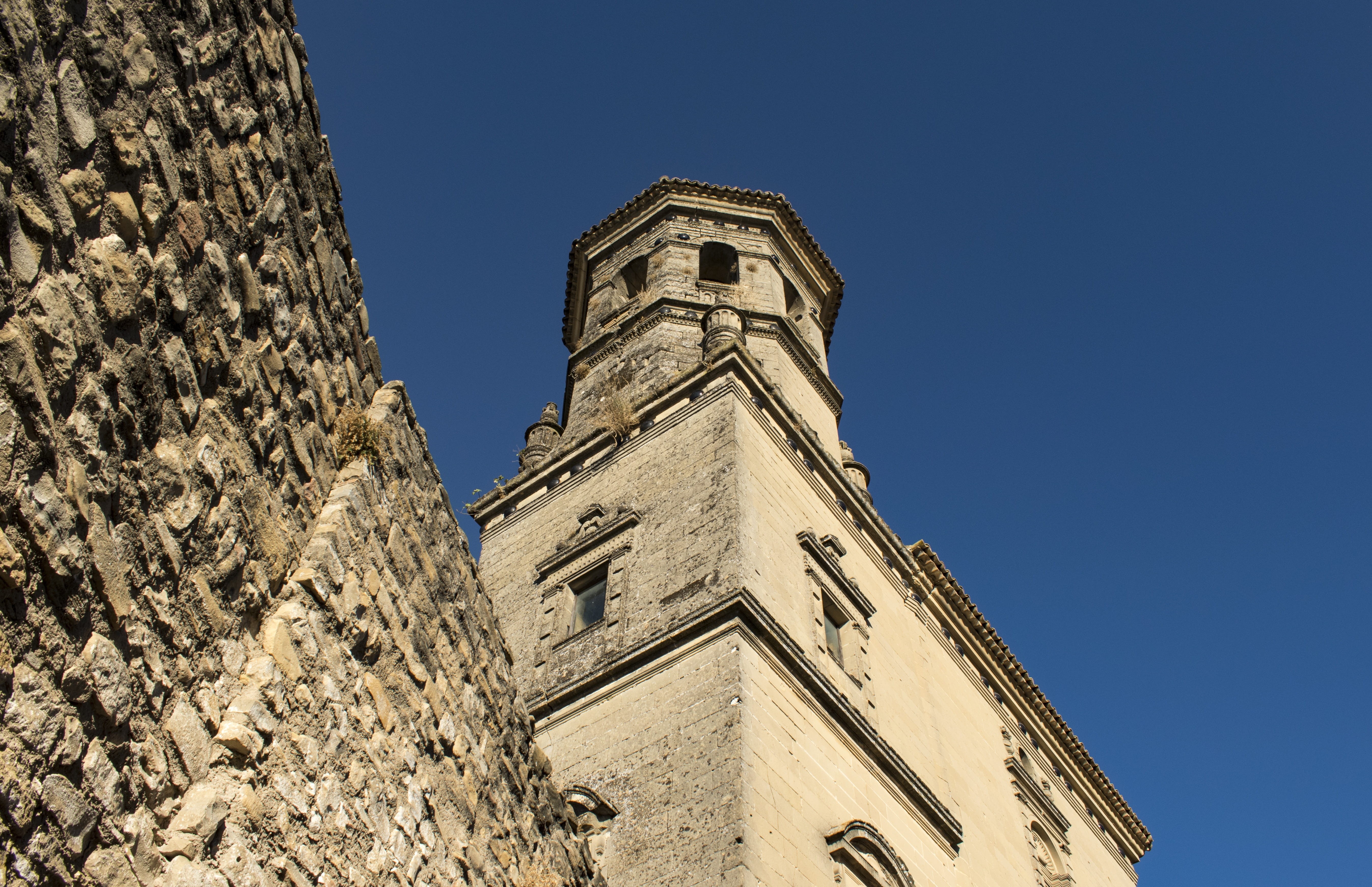 andalusia, architecture And Buildings, low angle view, Tower, low, jaén, nature, angle, clock, built structure, concrete, church, outdoors, building, blue, HD Wallpaper