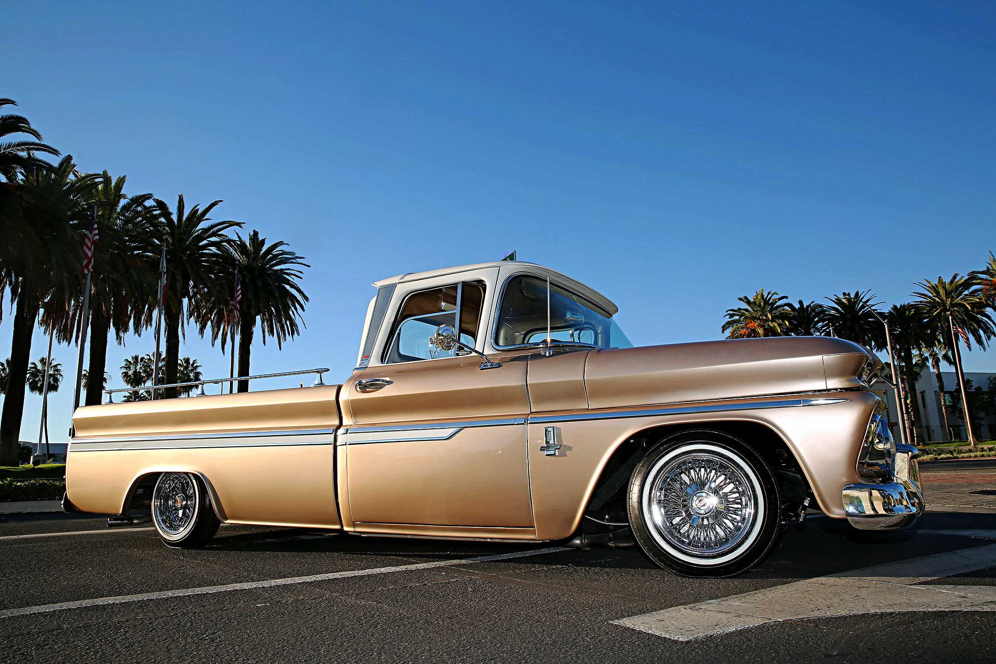 automobile, c10, truck, 1080P, chevrolet, custom, auto, vehicle, pickup, lowrider, 1963, HD Wallpaper