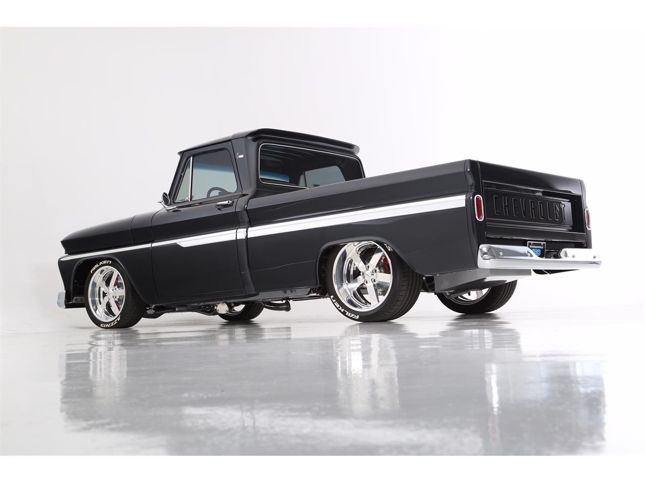 white background, no people, 720P, studio shot, still life, reflection, mode of transportation, Custom, Truck, Big, Window, car, day, C10, profile view, HD Wallpaper