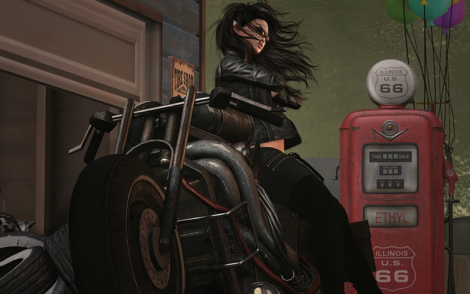 telephone, communication, retro styled, real people, land vehicle, telephone booth, motorcycle, lifestyles, rear view, artwork, transportation, mode of transportation, HD Wallpaper