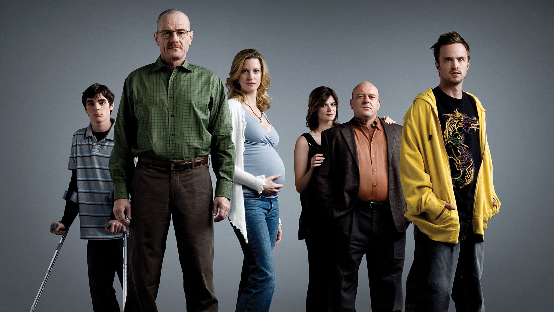 RJ Mitte, 1080P, TV Show, Marie Schrader, Breaking Bad, Walter White Jr., Betsy Brandt, Anna Gunn, Dean Norris, Aaron Paul, Skyler White, Hank Schrader, HD Wallpaper