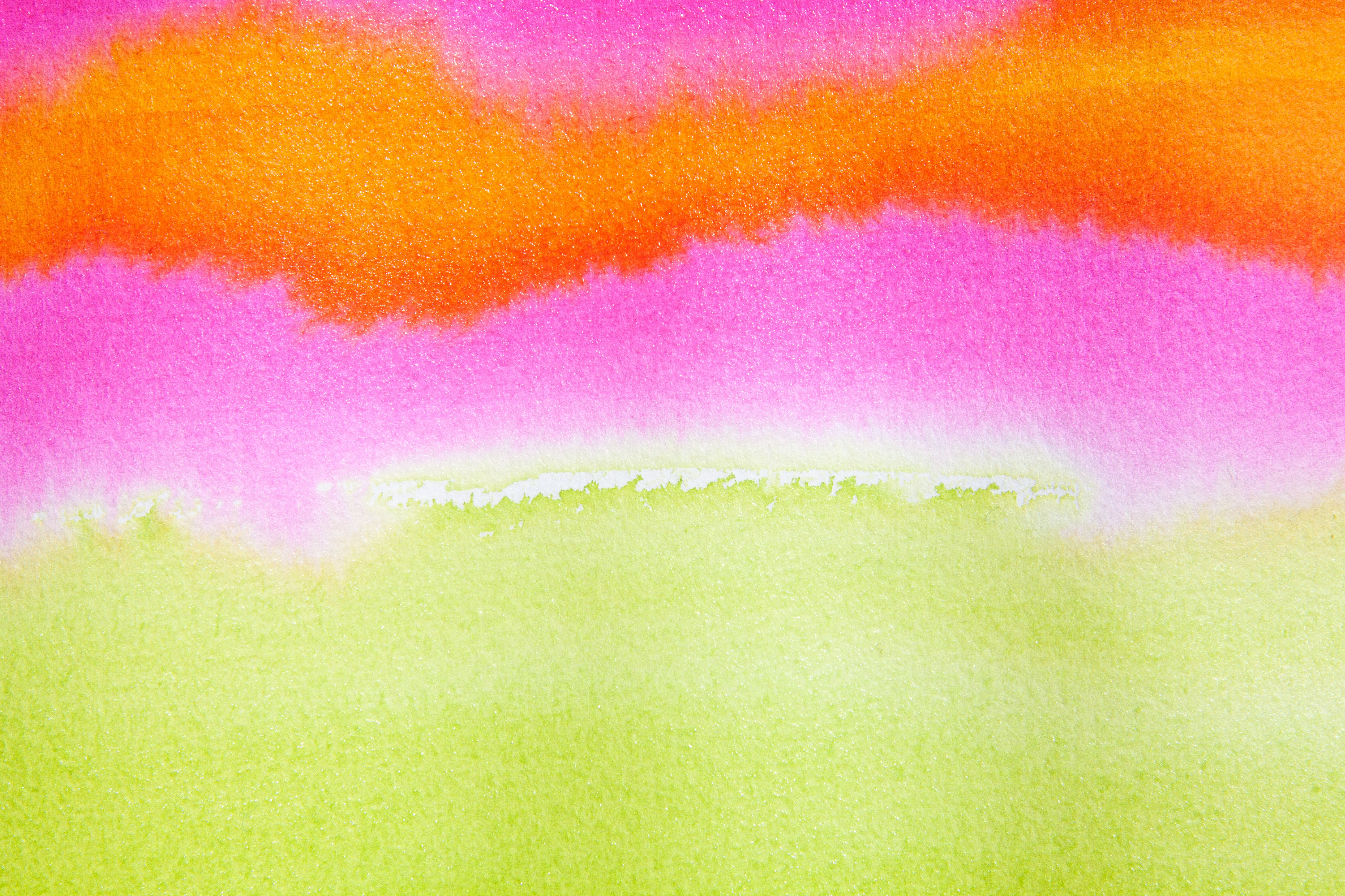 nature, painting technique, abstract, choice, green color, no people, full frame, rainbow, fund, watercolor, wet, course, pink color, pink, orange, multi colored, HD Wallpaper