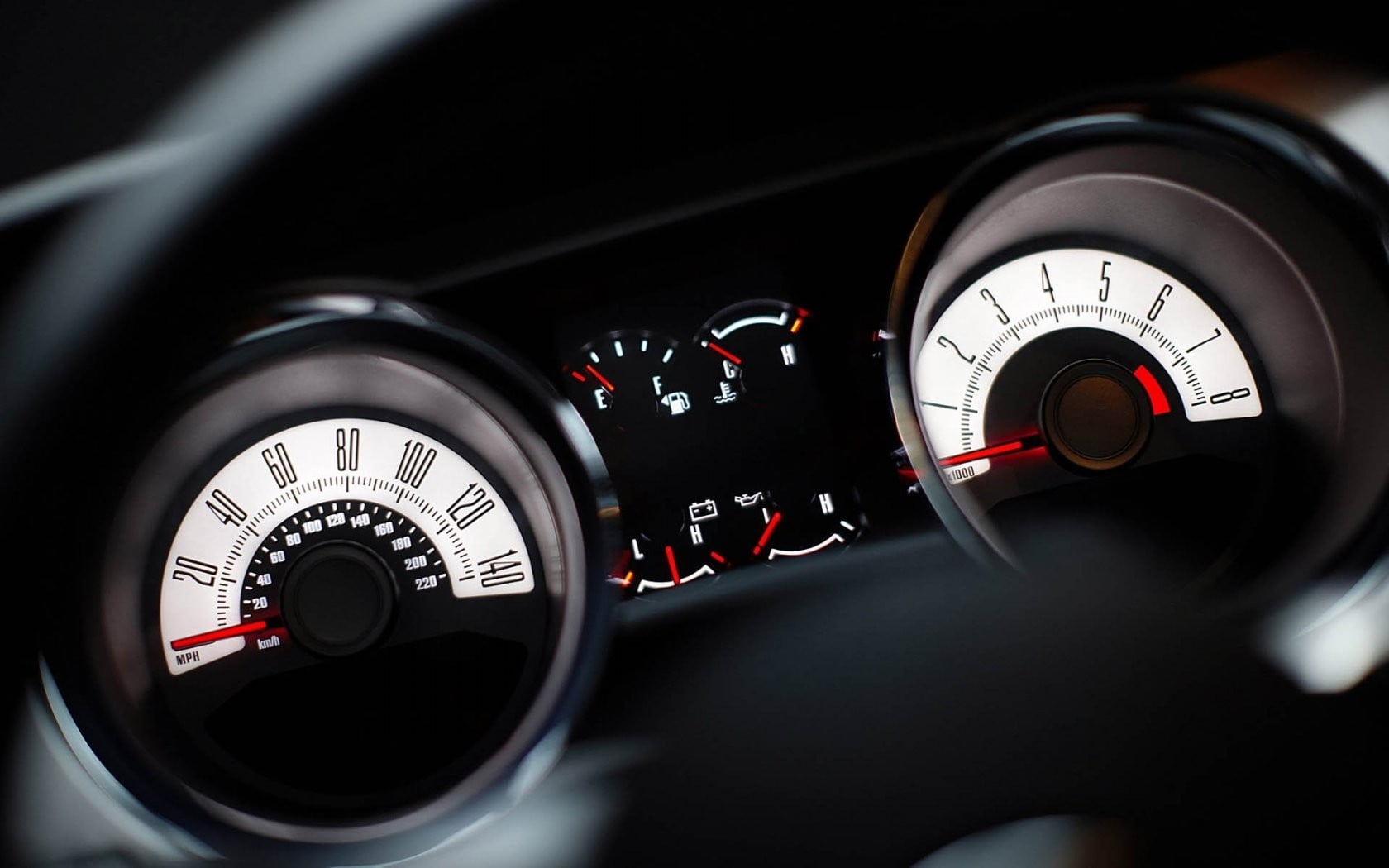 black, steering wheel, land vehicle, wheel, mode of transportation, technology, gauge, indoors, control, control panel, cluster, 720P, speedometer, meter - instrument of measurement, HD Wallpaper