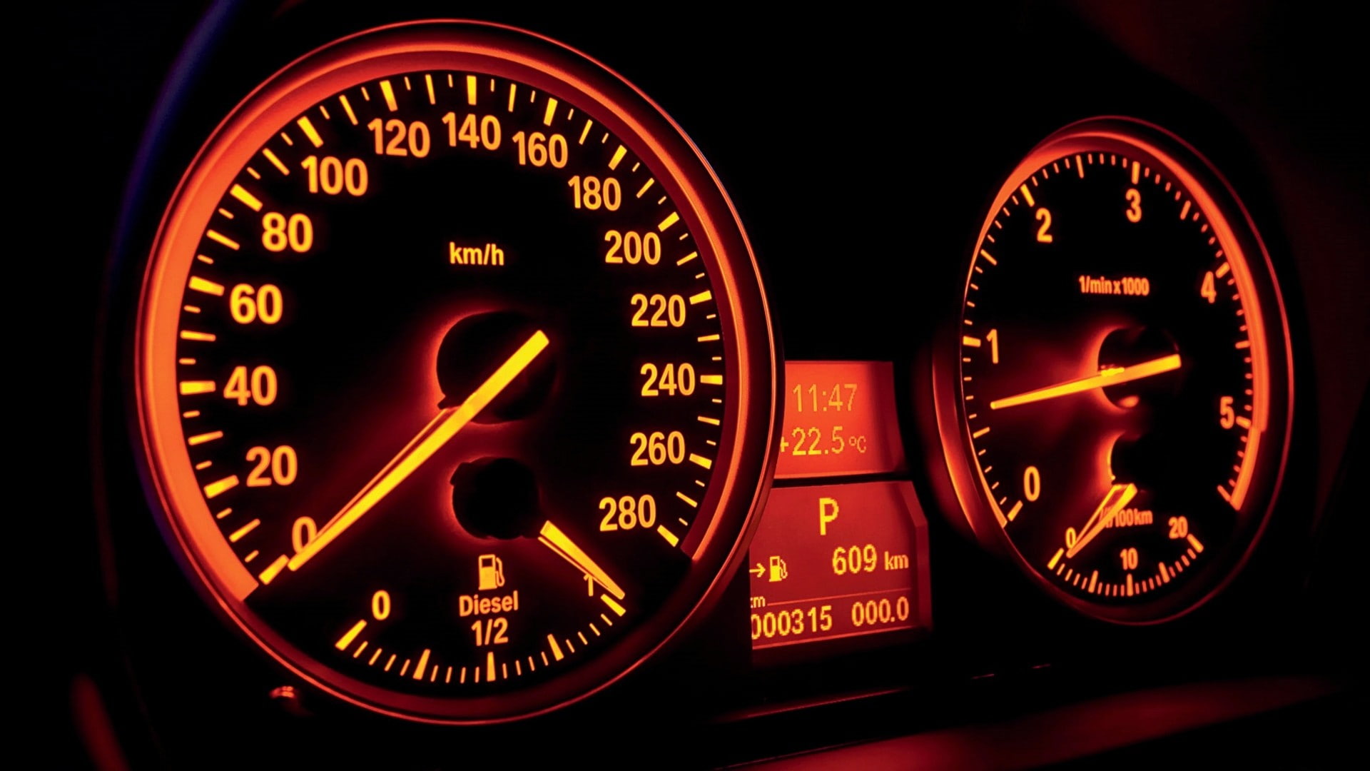 orange, bmw, gauges, 1080P, hd, cars, HD Wallpaper