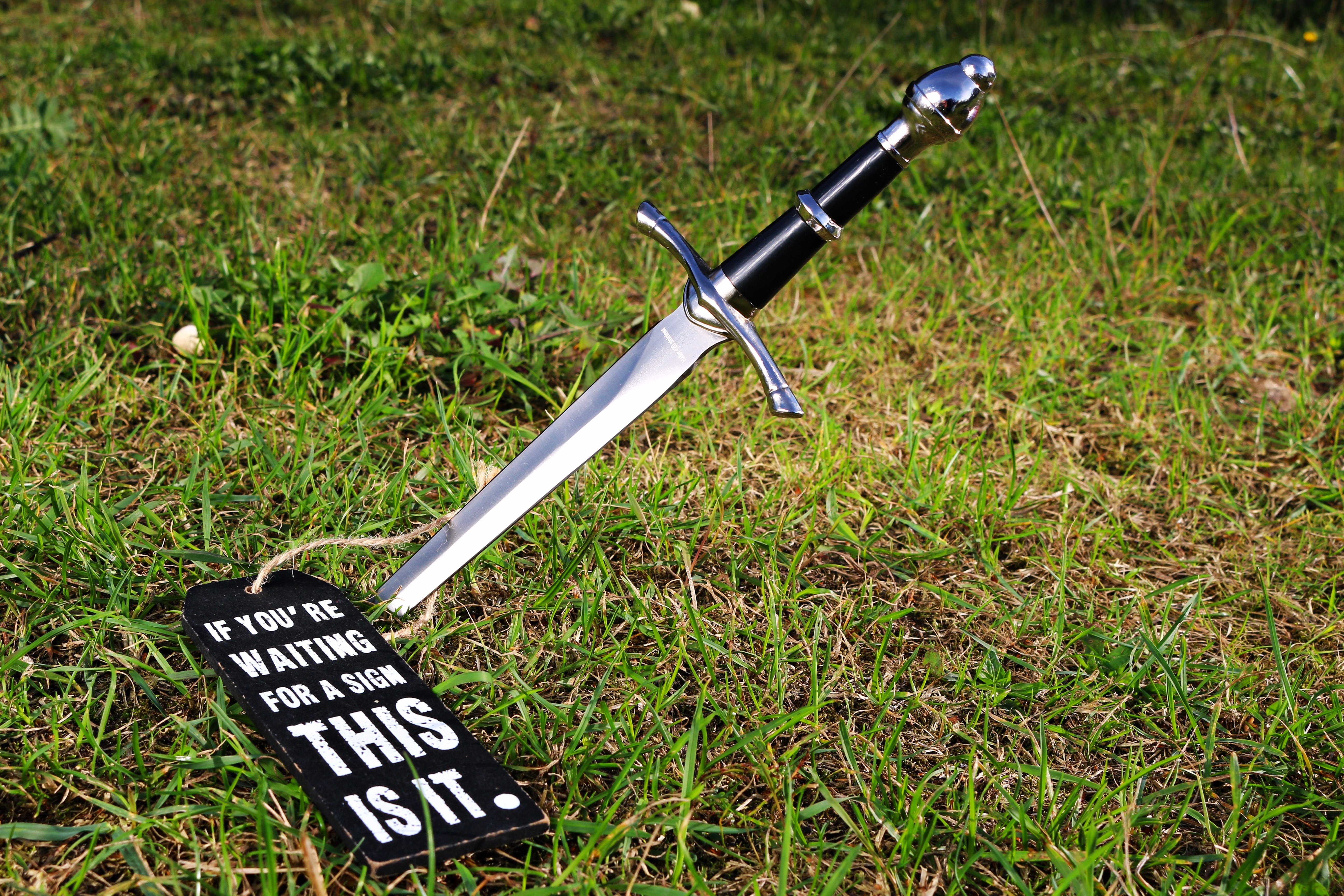 weapon, equipment, field, outdoors, tool, close-up, plant, bicycle, western script, sign, text, day, grass, characters, growth, no people, nature, symbol, HD Wallpaper