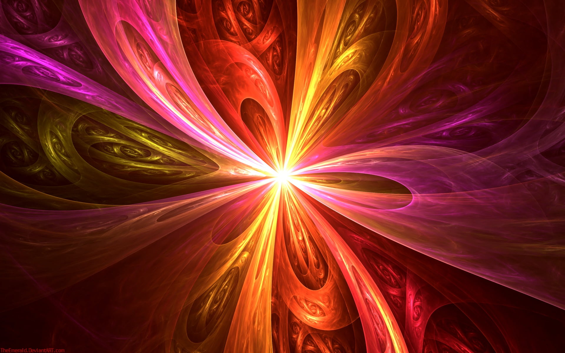 abstract, creativity, close-up, pattern, vibrant color, full frame, 1080P, motion, multi colored, design, black background, fractal, glowing, studio shot, HD Wallpaper