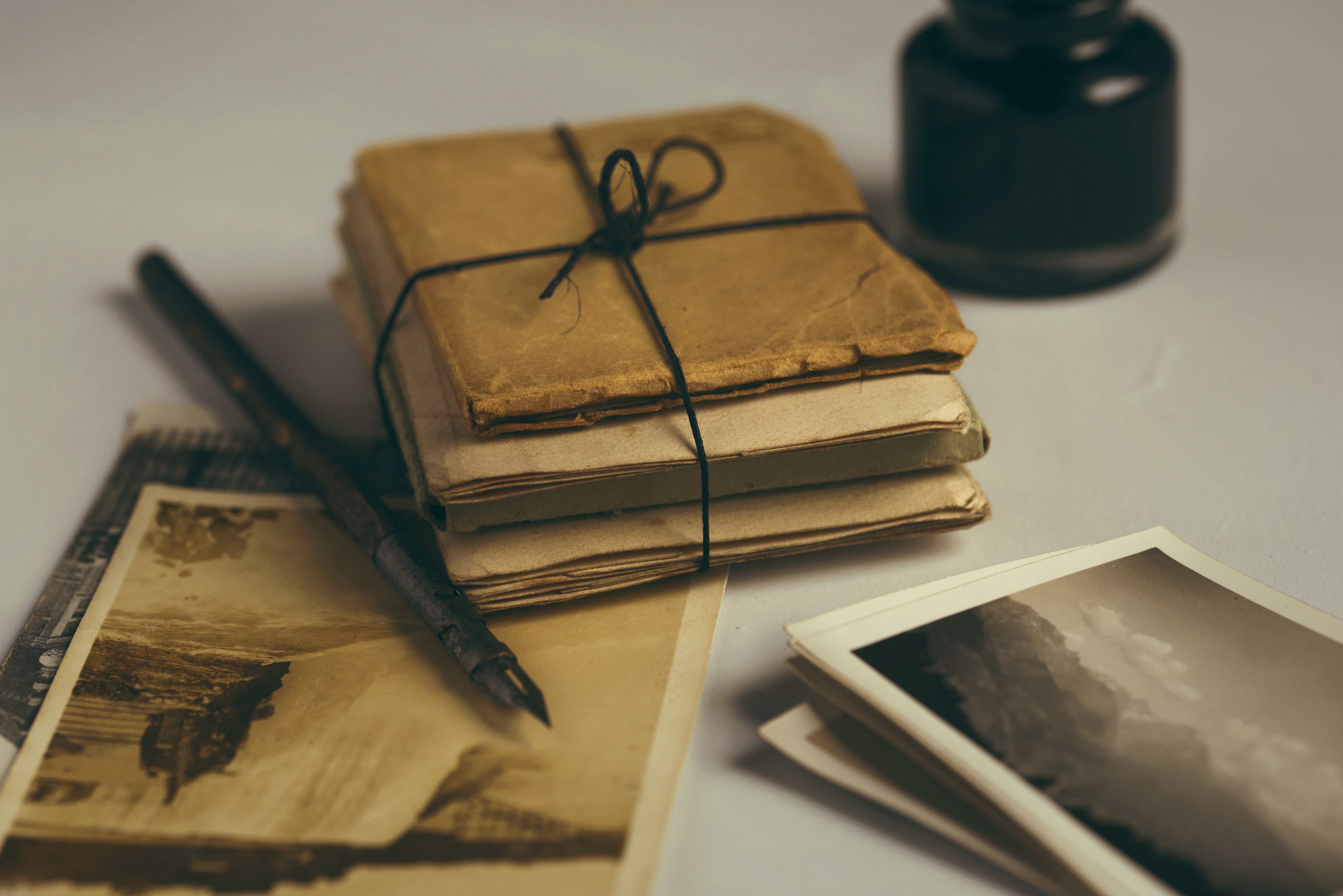 table, publication, stack, old, the past, old-fashioned, retro, indoors, education, backgrounds, pen, high angle view, selective focus, close-up, black, HD Wallpaper