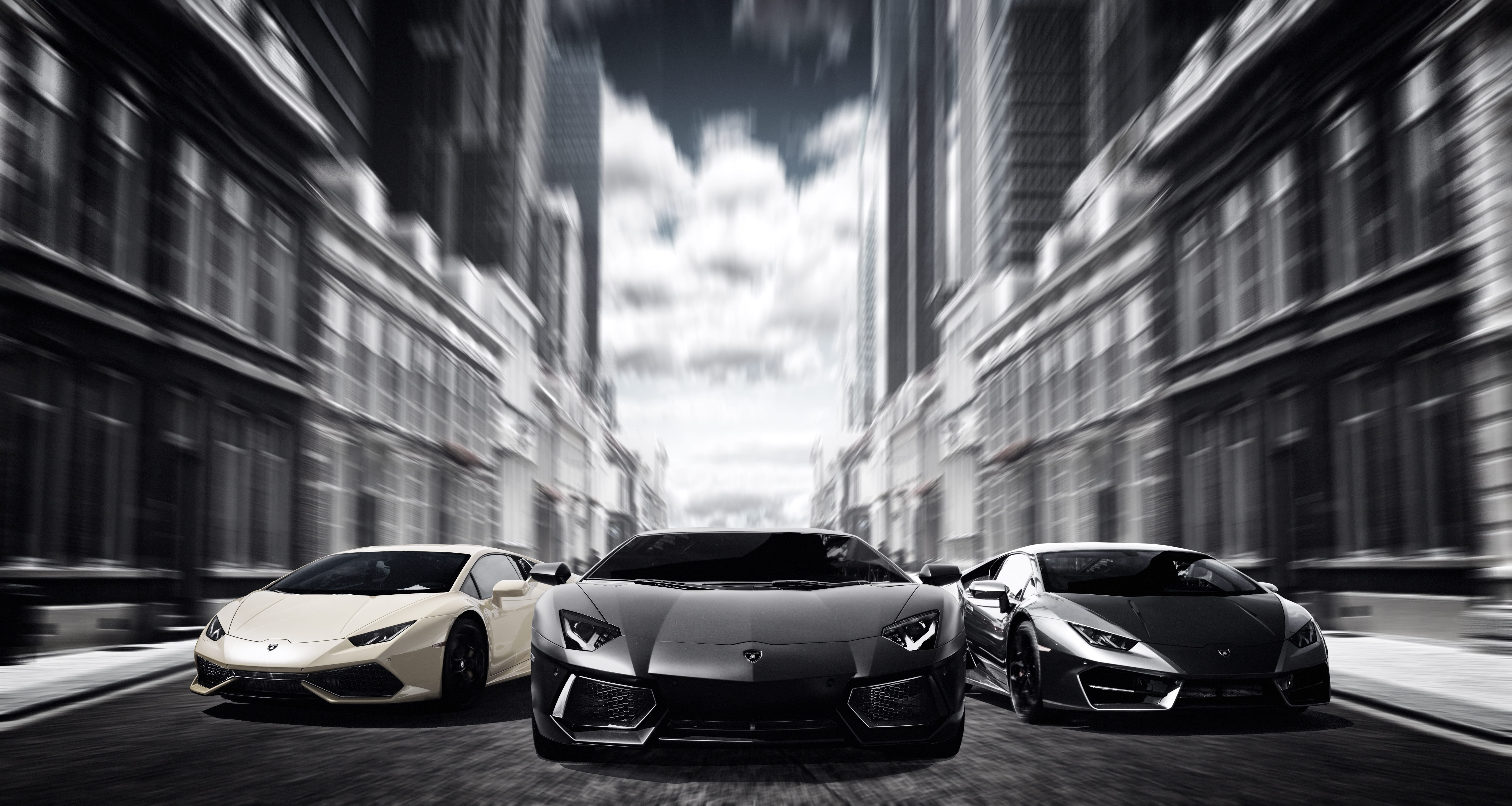 ny, luxury, land vehicle, lamborghini, city life, coupe, day, city, street, la, in a row, expensive, outdoors, building, motor vehicle, building exterior, HD Wallpaper