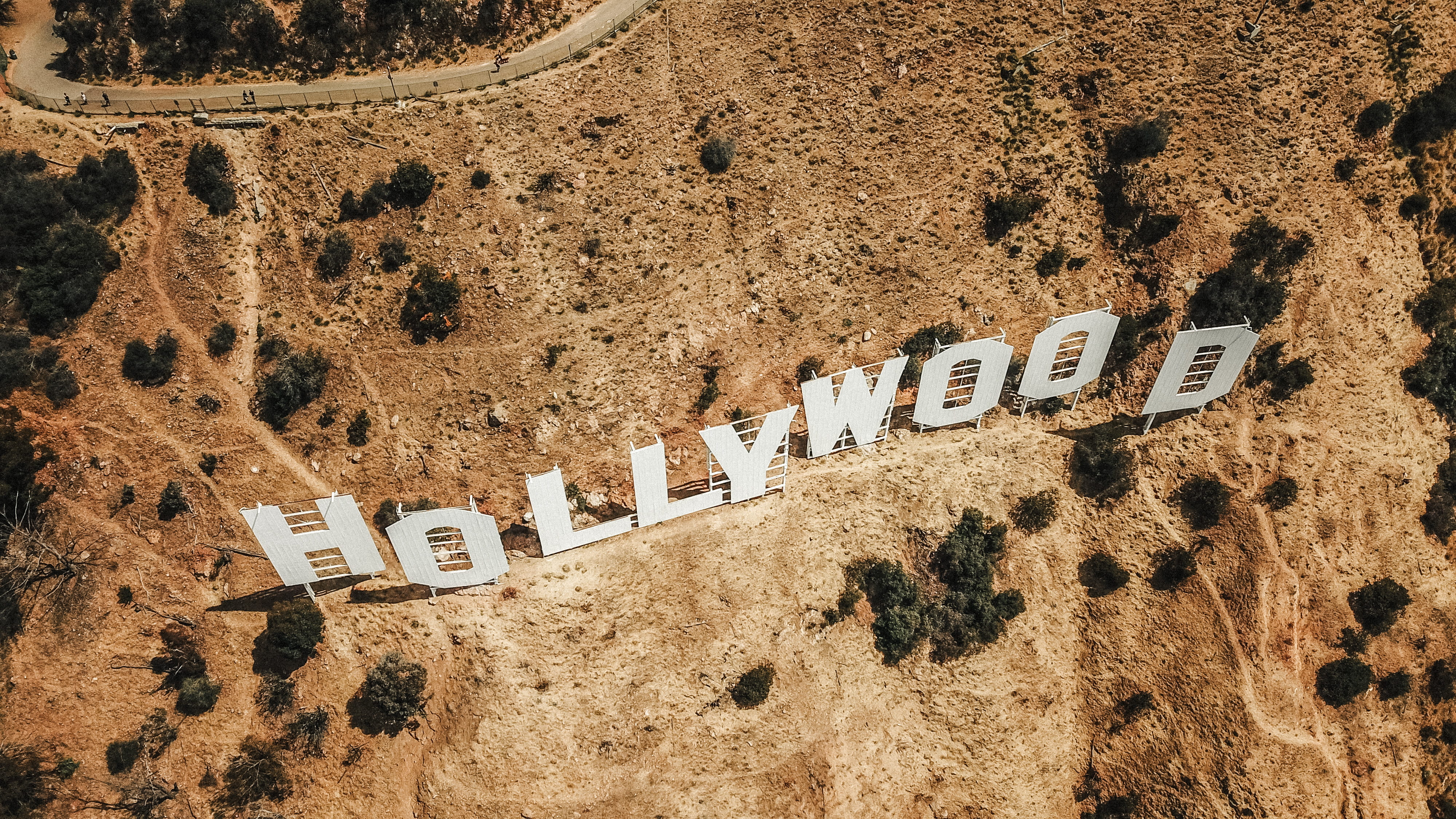 sand, no People, typography, forest, aerial, 4K, nature, drone view, dji, photography, desert, text, outdoors, hike, tree, backgrounds, sign, hollywood, HD Wallpaper