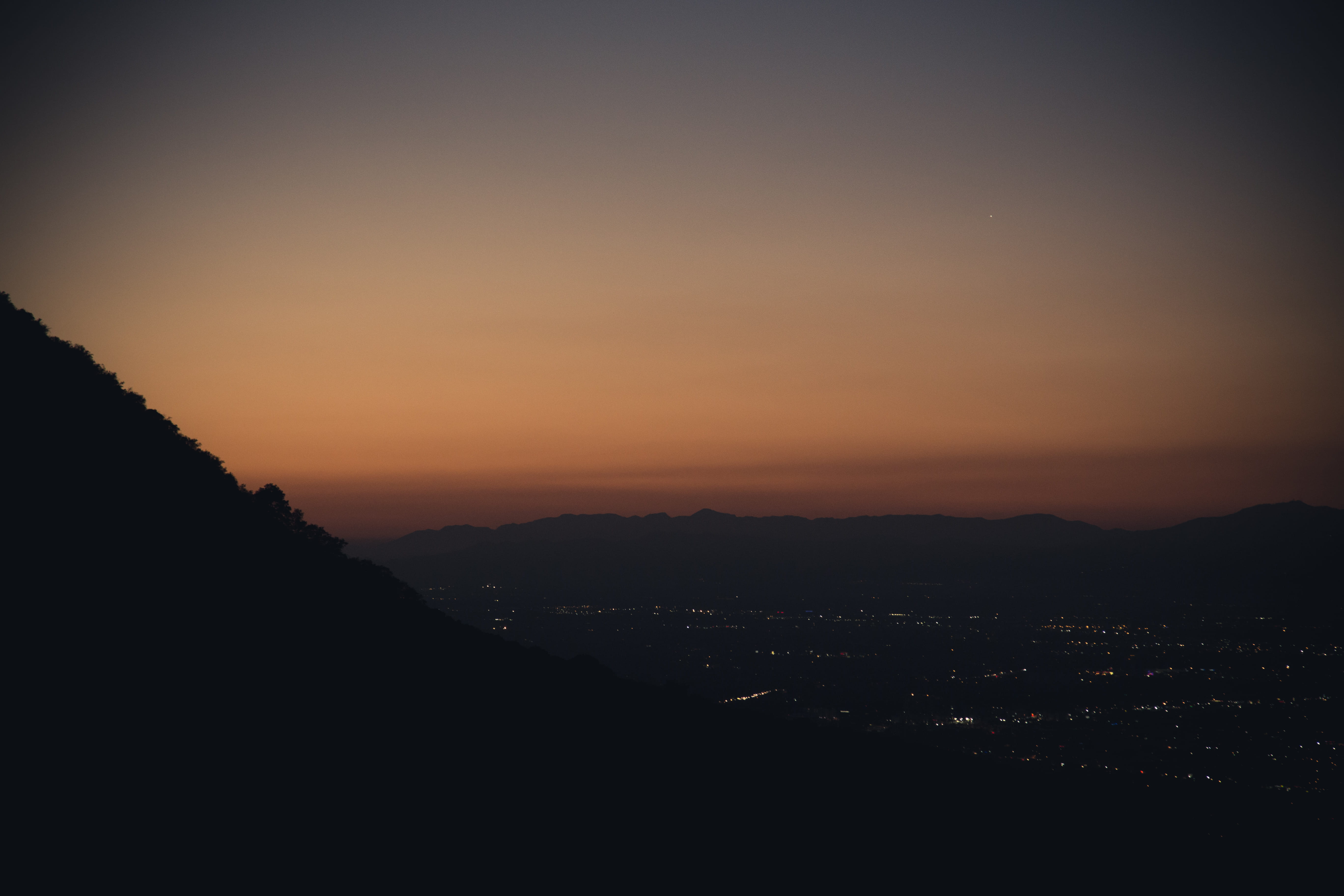 tranquil scene, city, cityscape, hollywood sign, night, 5K, landcape, los angeles, mountain range, dark, building exterior, architecture, copy space, scenics - nature, HD Wallpaper
