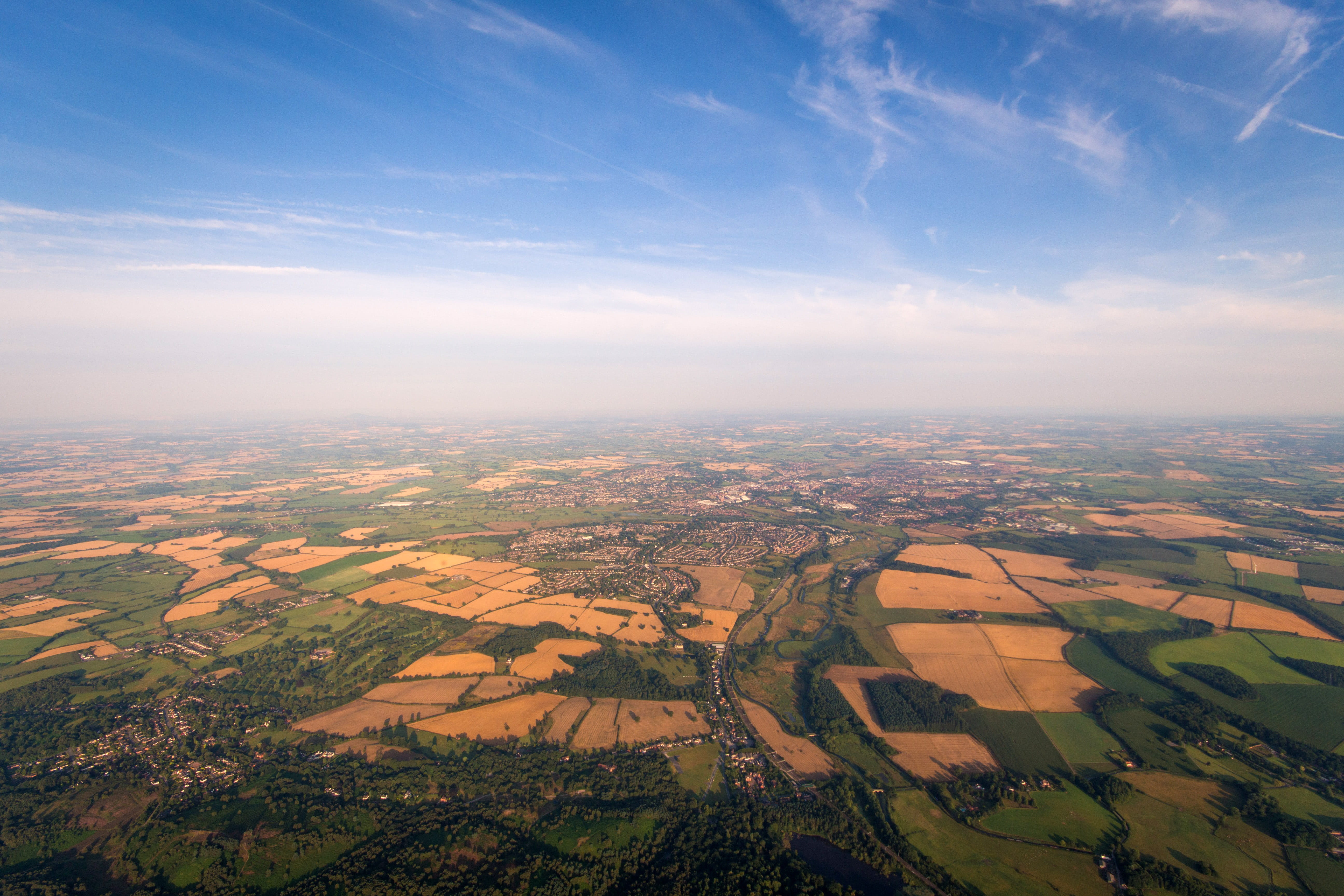 cloud - sky, 5K, scenics, Landscape, united kingdom, patchwork landscape, nature, horizon, beauty in nature, horizon over land, outdoors, sky, idyllic, HD Wallpaper