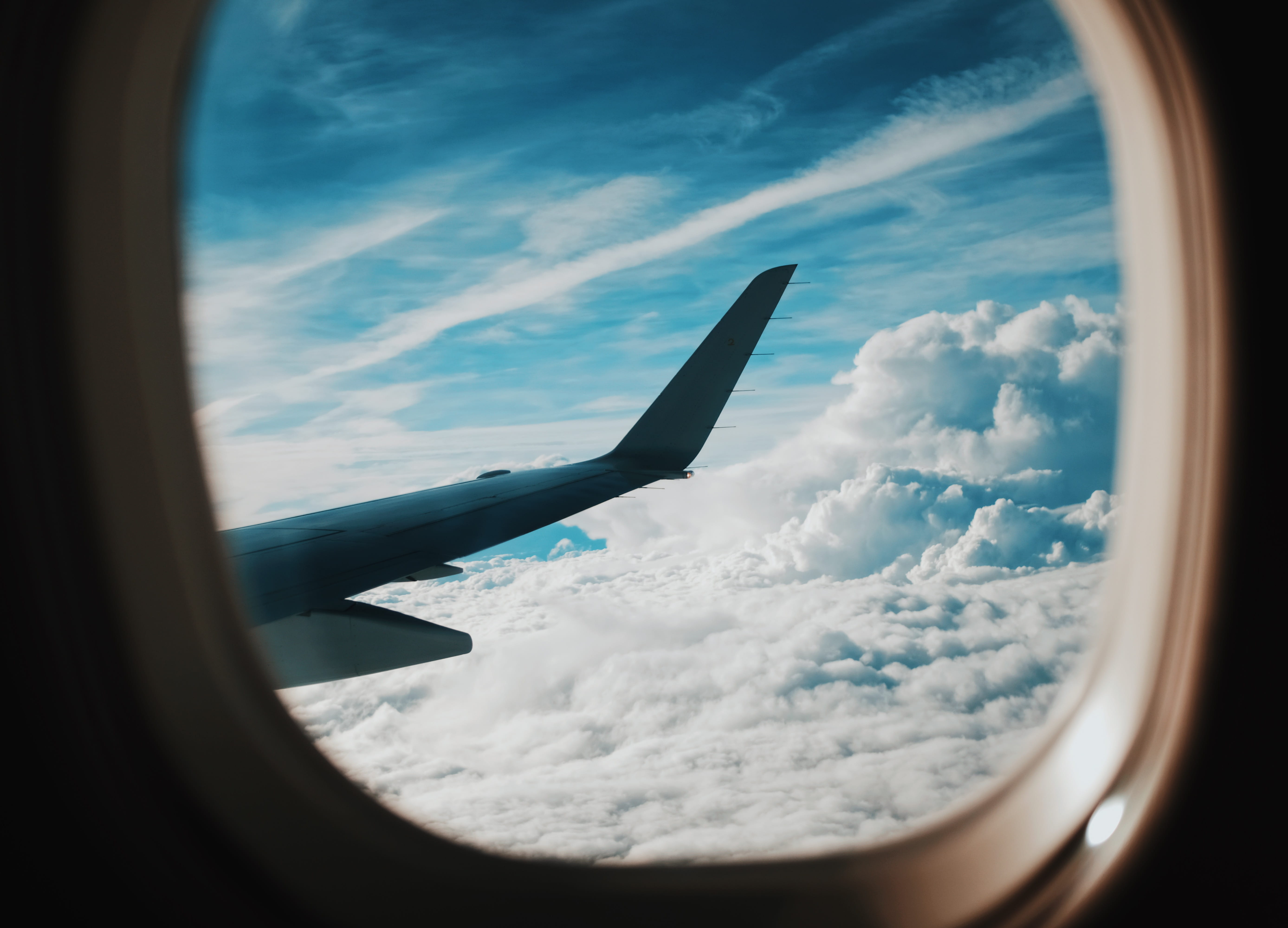 cloud, journey, above, window, travel, scenics - nature, person, nature, no people, plane, mid-air, mode of transportation, sun, beauty in nature, right, HD Wallpaper