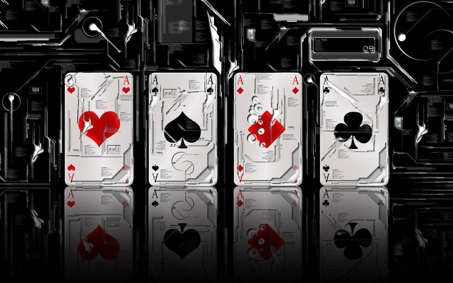 choice, clubs, in a row, playing cards, heart, communication, security, spades, close-up, indoors, heart shape, shape, aces, backgrounds, 1080P, digital art, HD Wallpaper