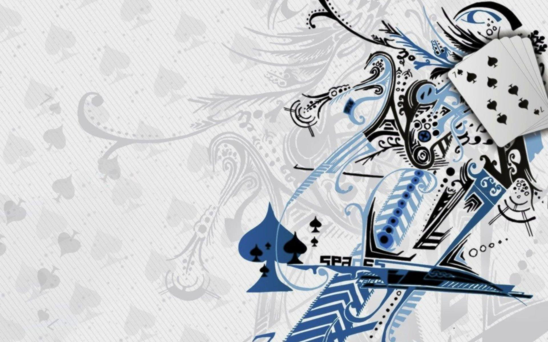 blue, spade, 1080P, white, black, 3d and abstract, HD Wallpaper