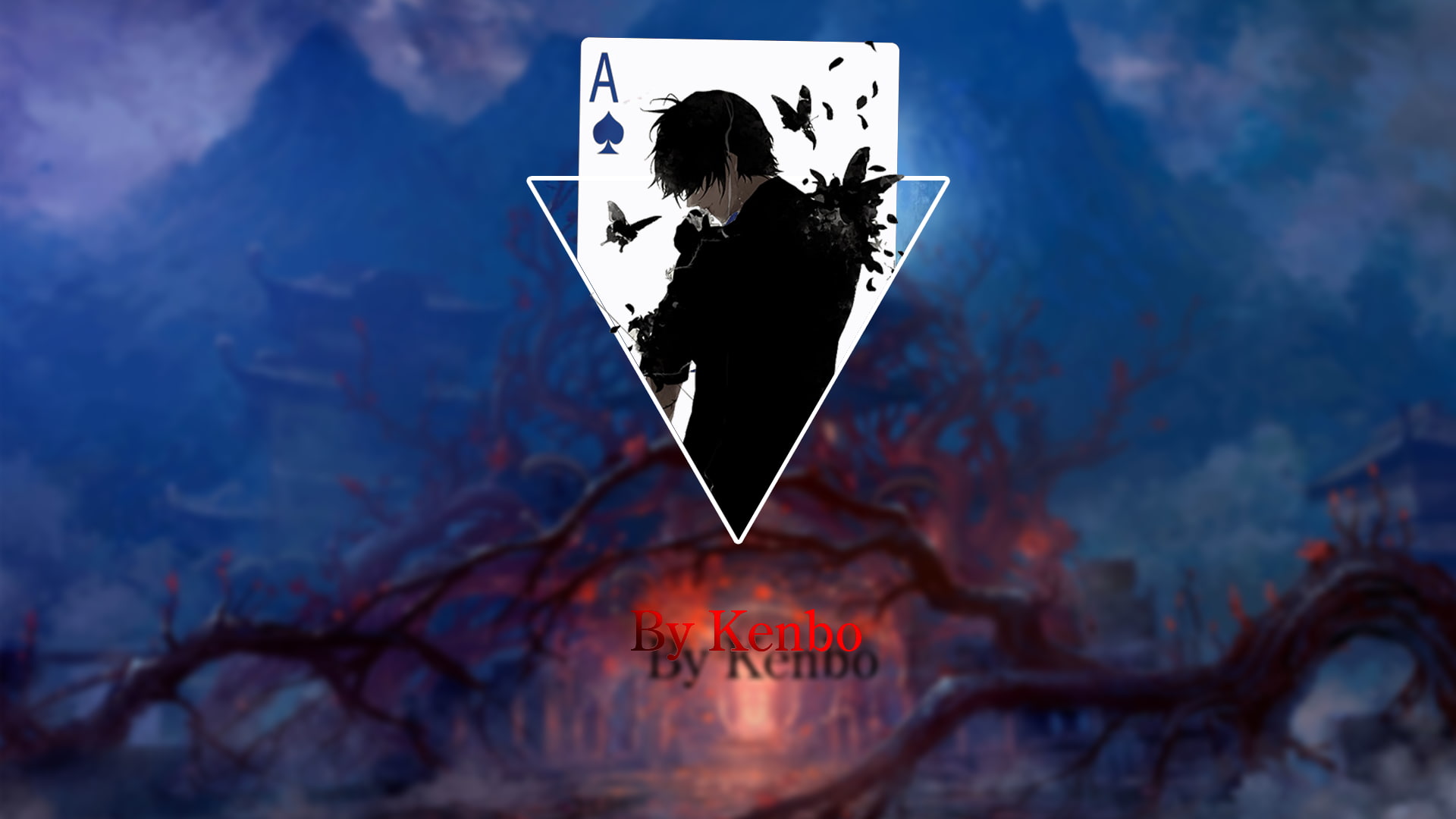 reflection, creativity, winter, aces, anime boys, motion, smoke - physical structure, tree, no people, cards, outdoors, 1080P, black color, heart shape, HD Wallpaper